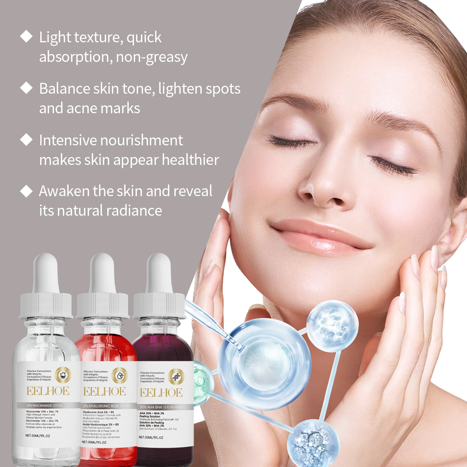 EELHOE Acne Kit Facial Cleansing, Acne Repair, Skin Diminishes Acne Scars Essence Mask Set