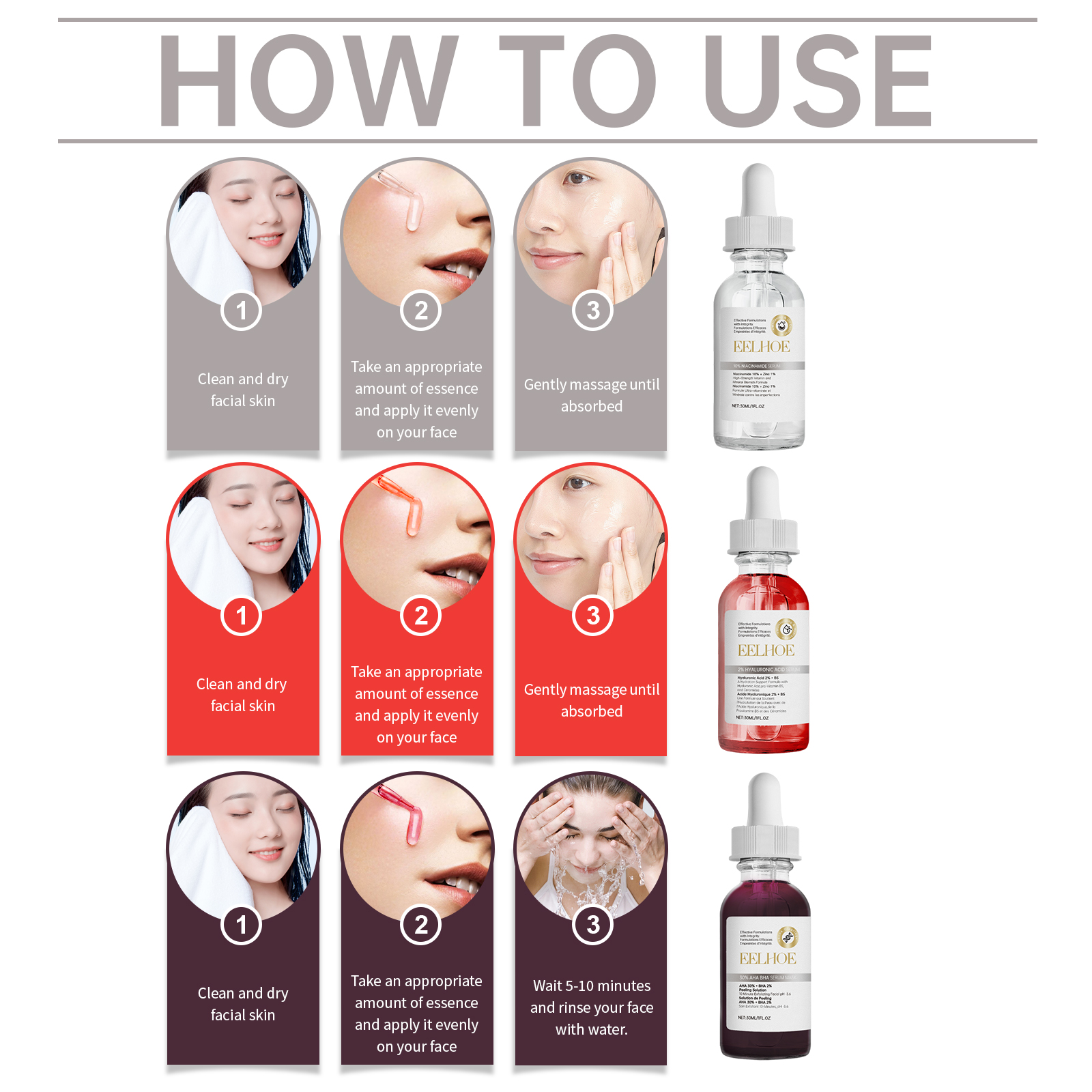 EELHOE Acne Kit Facial Cleansing, Acne Repair, Skin Diminishes Acne Scars Essence Mask Set