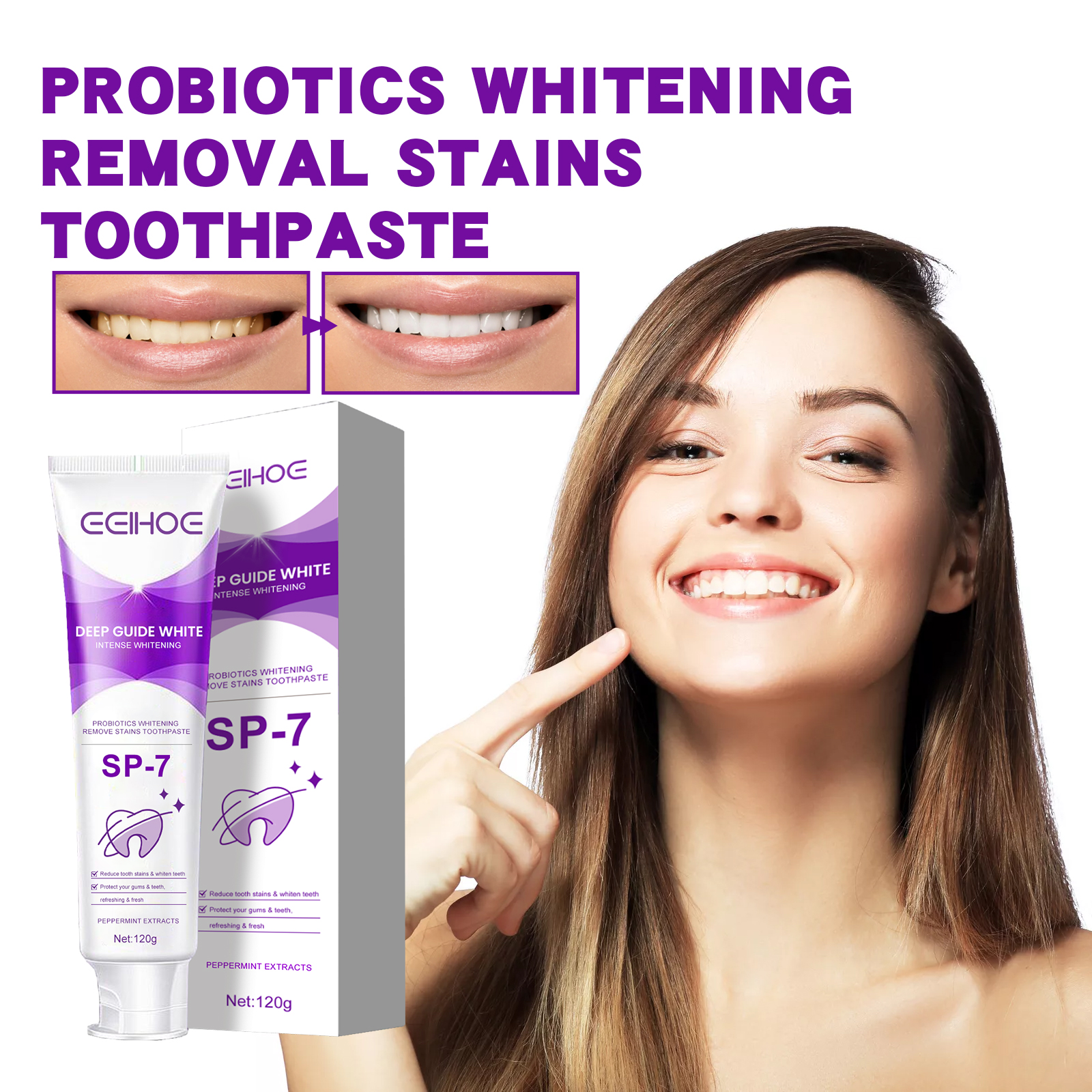 EELHOE probiotic toothpaste cleans teeth stains, tartar, freshens breath and whitens teeth