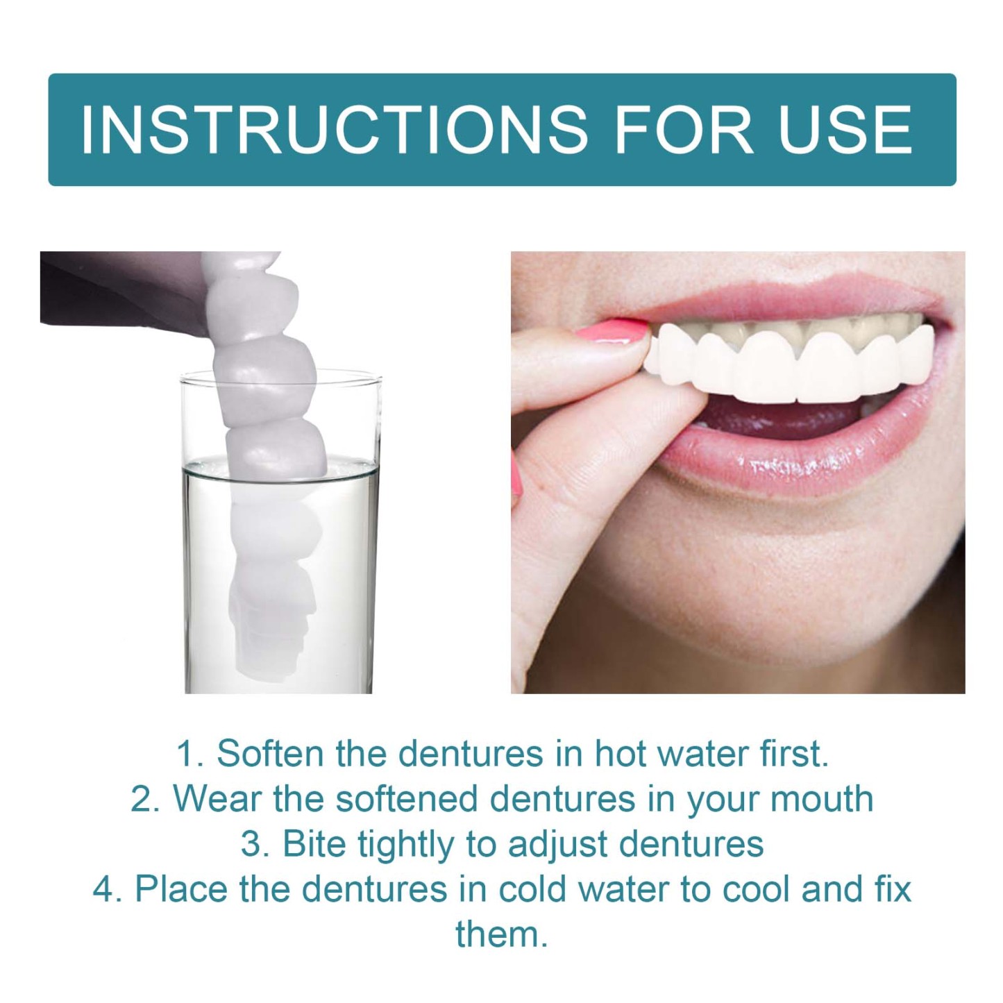 EELHOE adjustable snap-on dentures temporary fillings gap filling correction teeth denture kit