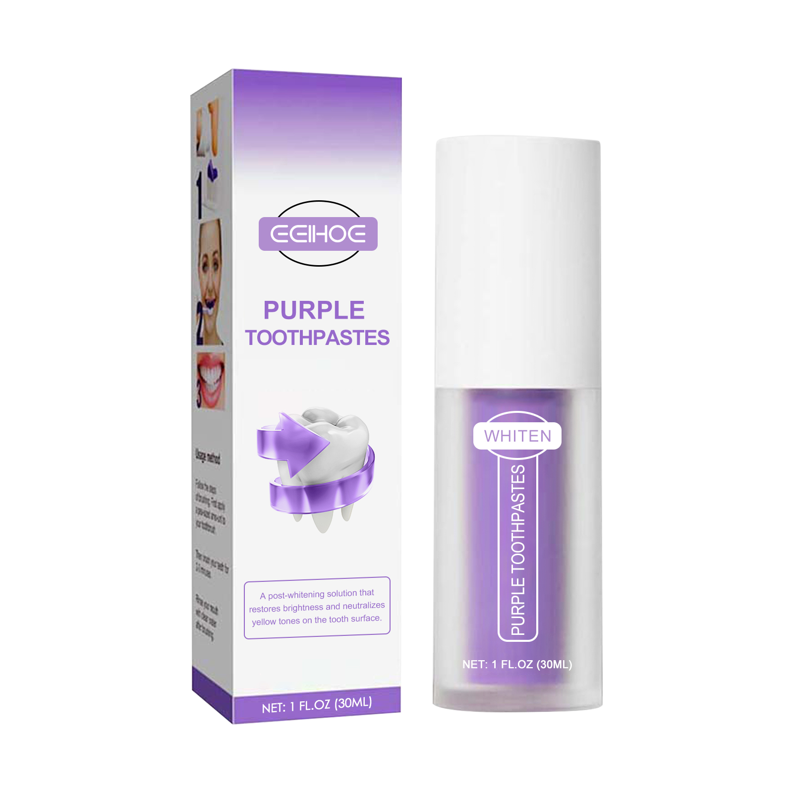 EELHOE V34 purple toothpaste repairs teeth, cleans the mouth, refreshes breath, and whitens the teeth-CLEJOY
