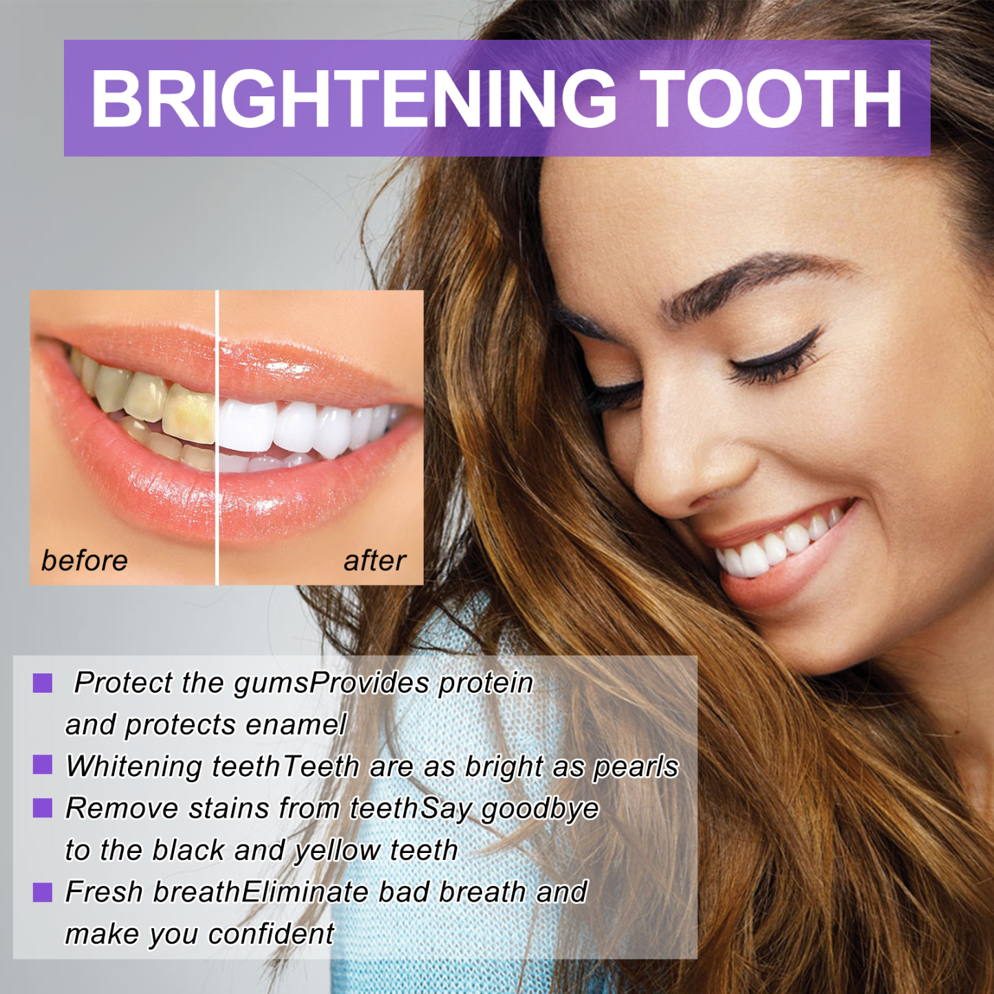 EELHOE V34 purple toothpaste repairs teeth, cleans the mouth, refreshes breath, and whitens the teeth-CLEJOY