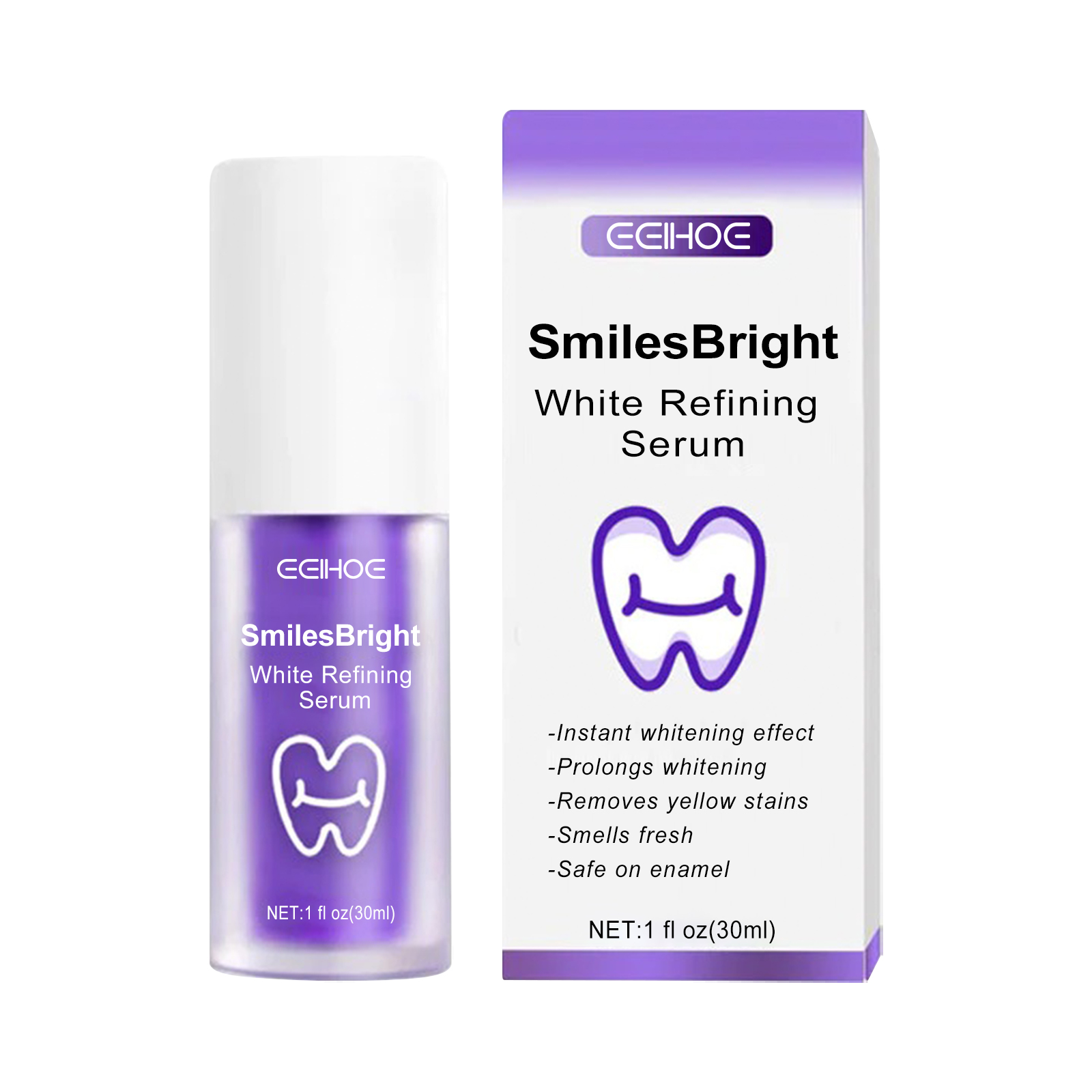 EELHOE purple whitening toothpaste cleans teeth stains and odors, whitens teeth and protects gums