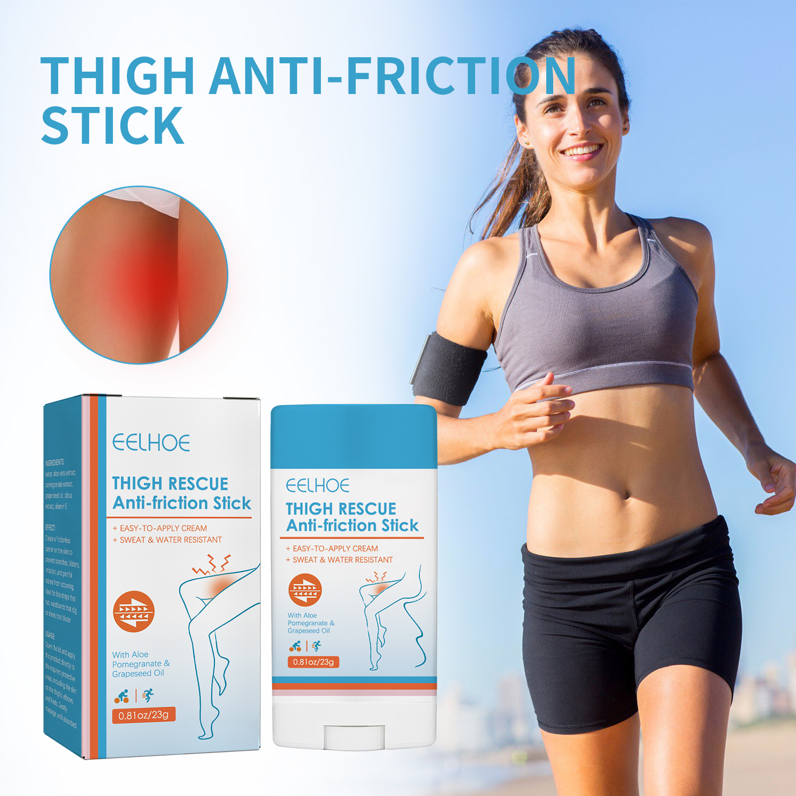 EELHOE Thigh Anti-friction Stick Waterproof and Sweat-proof Easy-to-apply Cream Leg Heel Lower Arm Skin Protection-CLEJOY