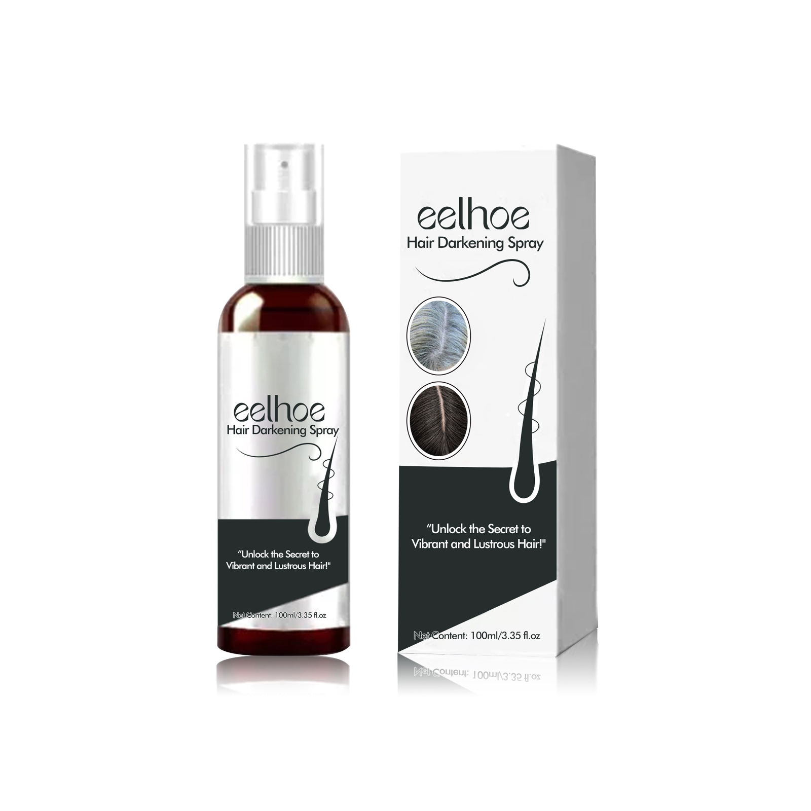 EELHOE black hair spray natural black hair covers white hair soft and shiny moisturizing thick hair care spray-CLEJOY