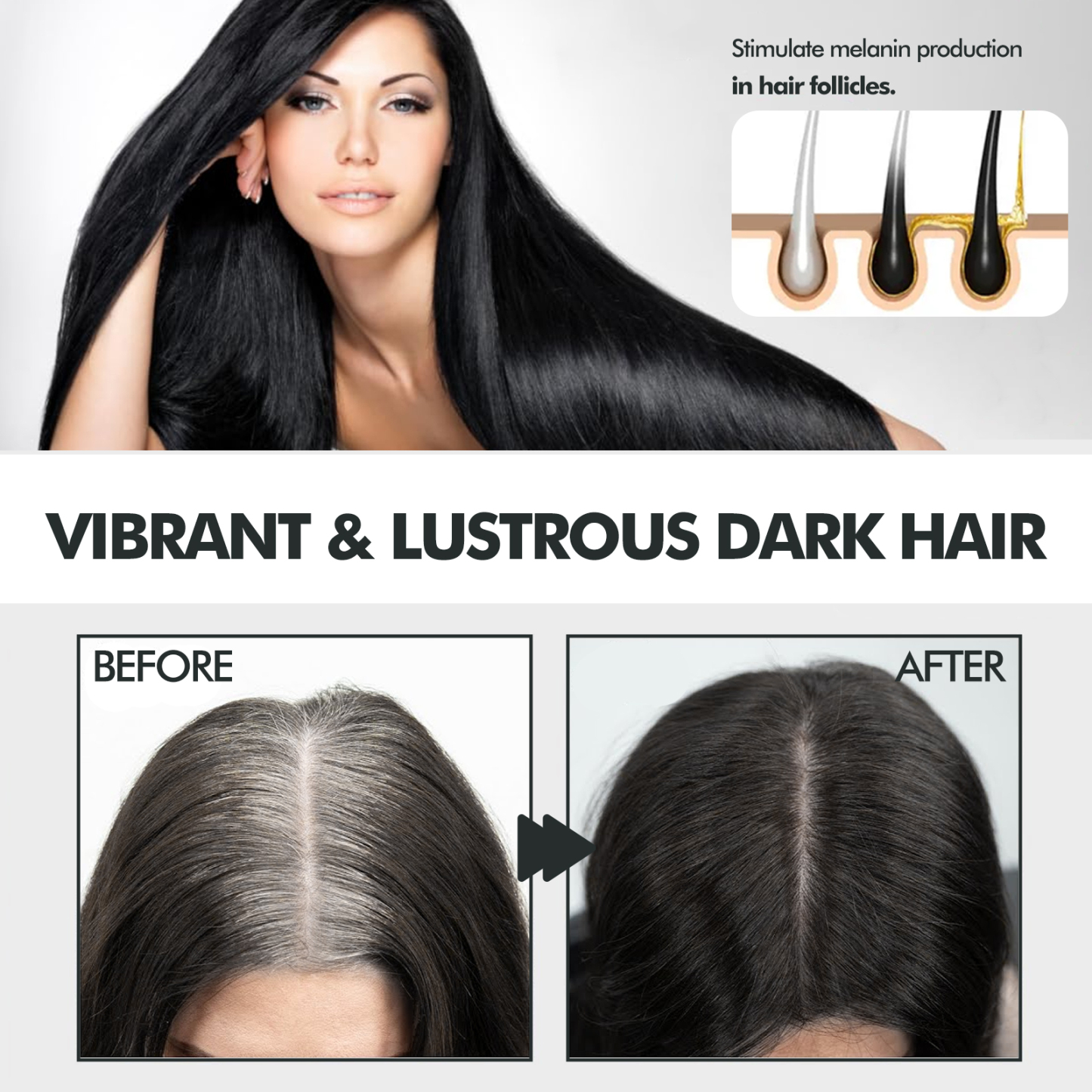 EELHOE black hair spray natural black hair covers white hair soft and shiny moisturizing thick hair care spray-CLEJOY