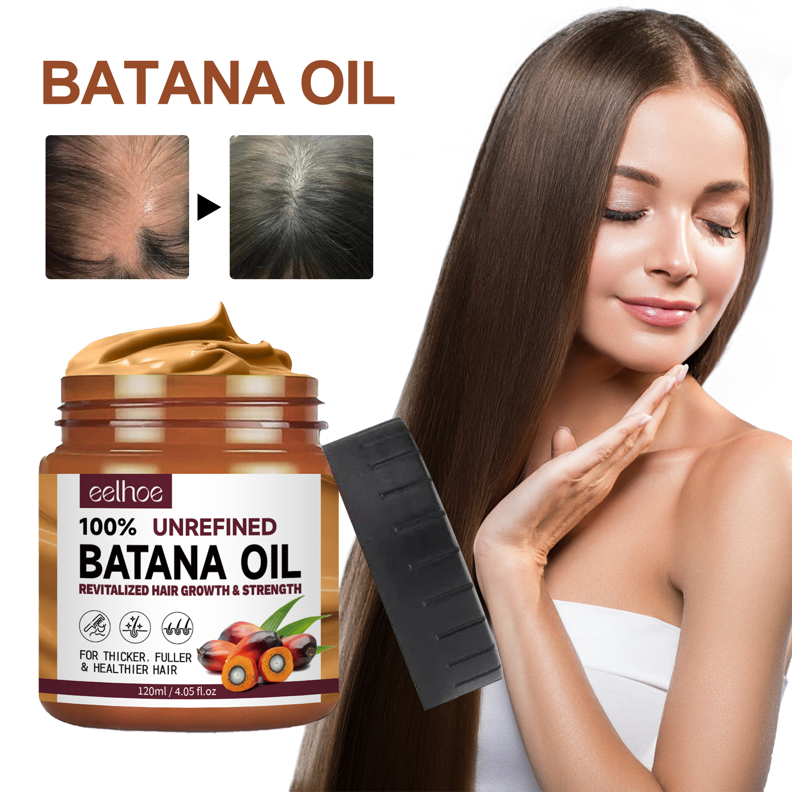 EELHOE Batana Oil Conditioner nourishes and moisturizes to improve dry, frizzy, smooth and fluffy hair care-CLEJOY