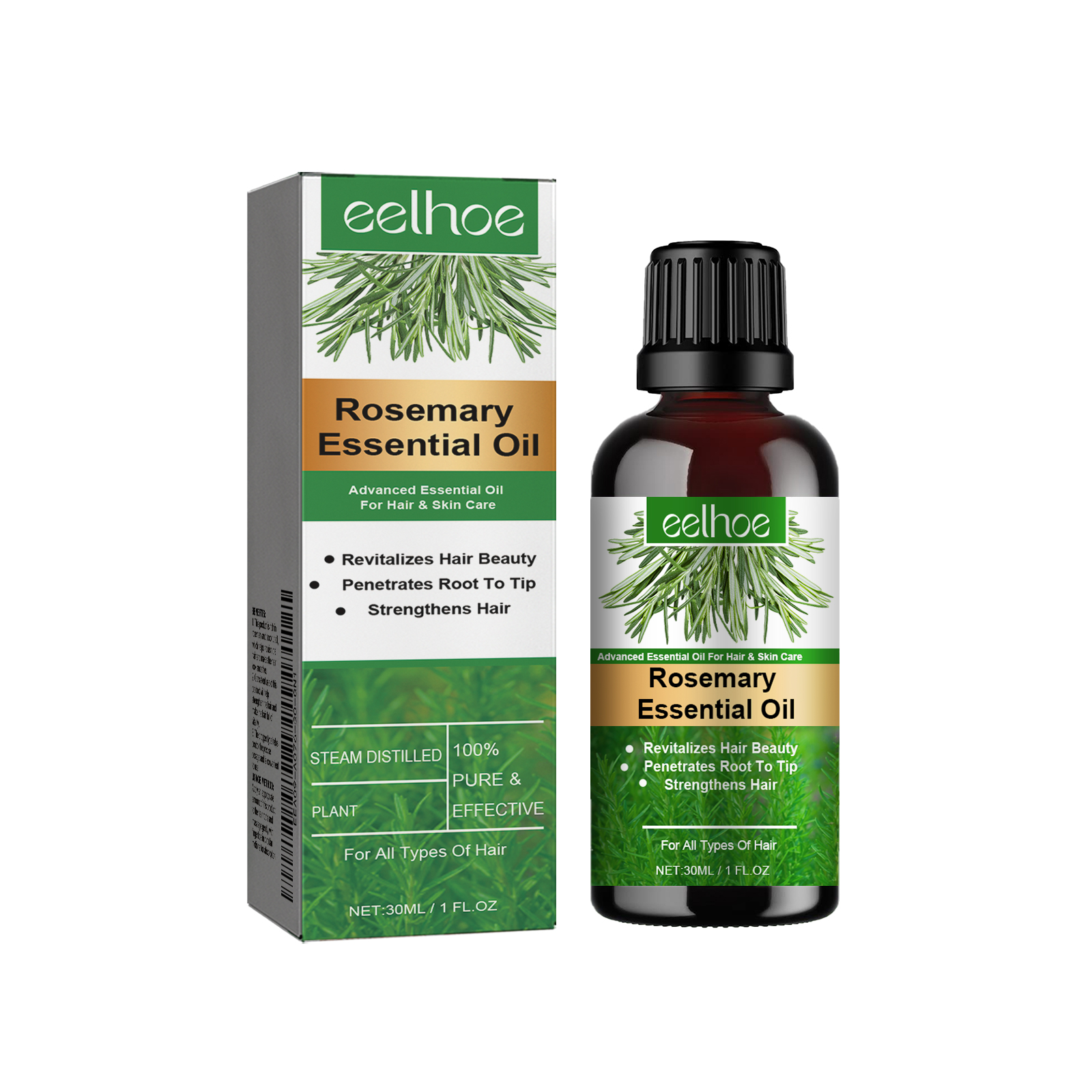 EELHOE Rosemary essential oil prevents hair loss, nourishes and softens hair, makes hair thick and scalp-care essential oil-CLEJOY