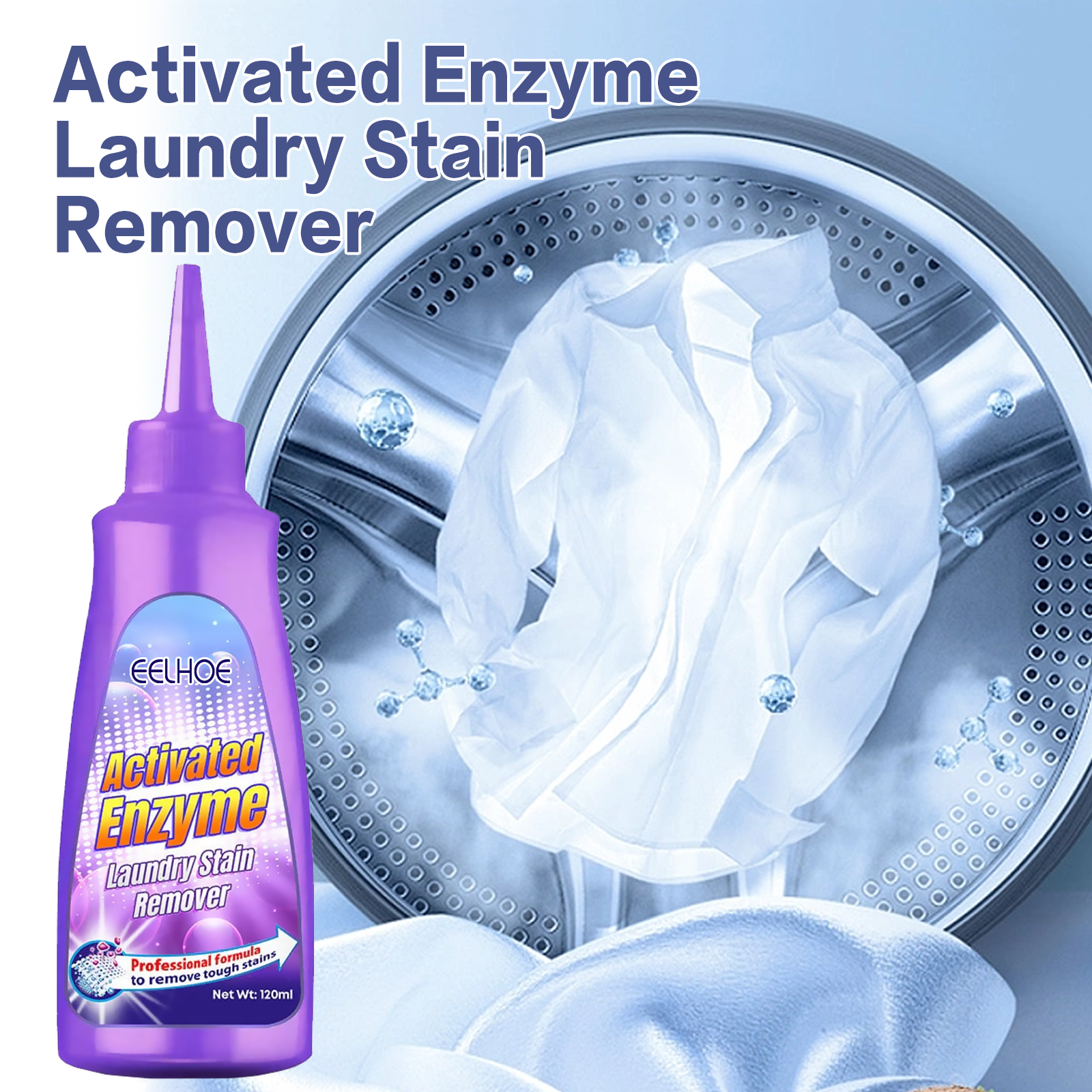 EELHOE activated enzyme laundry detergent gently cleans clothes, blankets, oil stains, coffee stains, stains cleaning liquid-CLEJOY