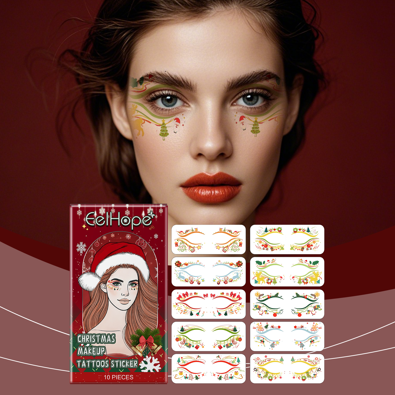 Black Friday Flash Deal – Eelhope Christmas Face Stickers | Festive Face Tattoo Stickers for Holiday Fun & Party Looks -CLEJOY