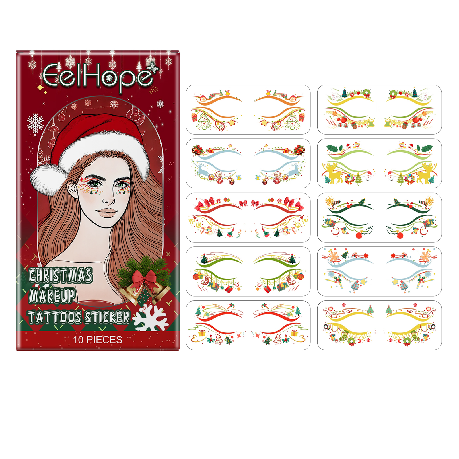 Black Friday Flash Deal – Eelhope Christmas Face Stickers | Festive Face Tattoo Stickers for Holiday Fun & Party Looks -CLEJOY