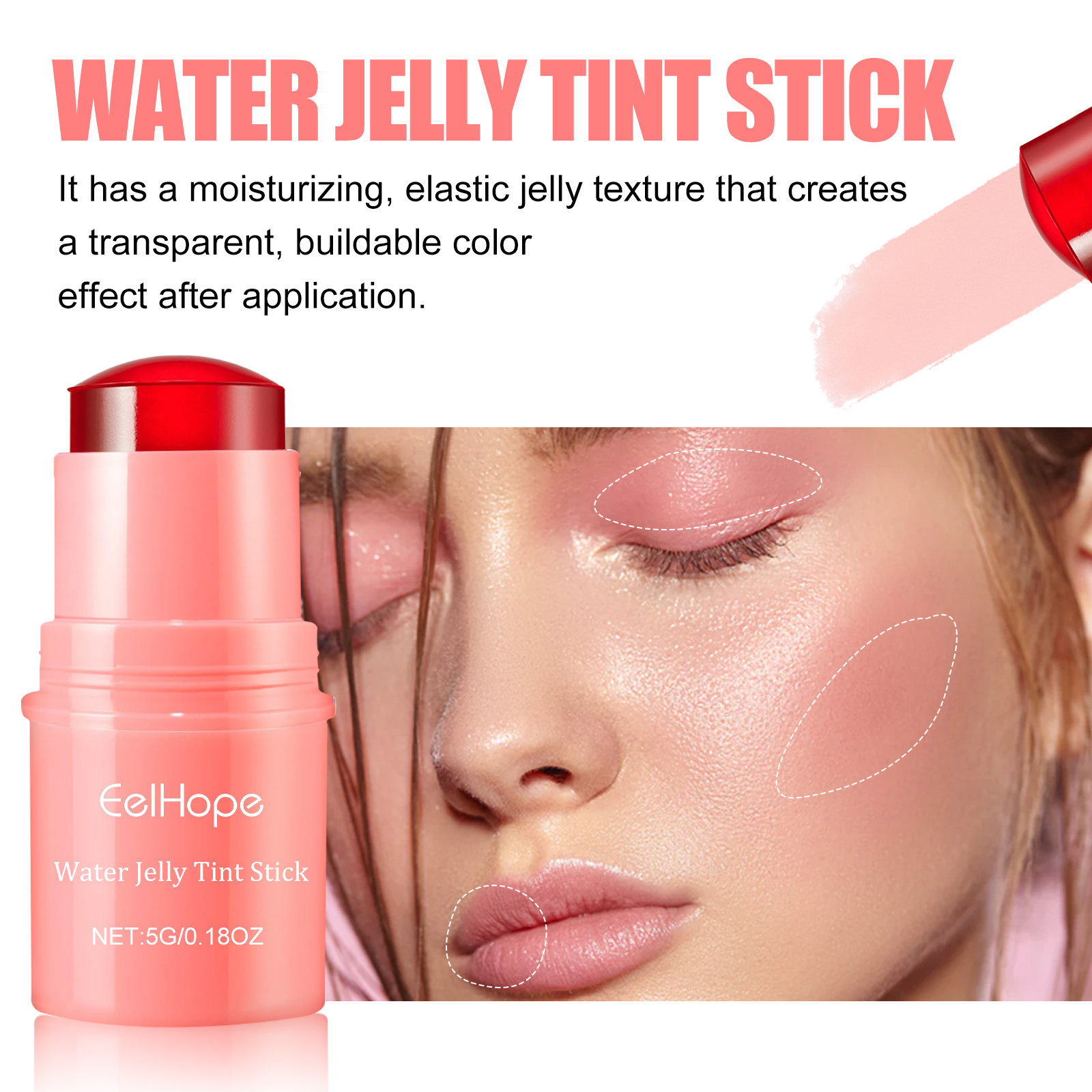 Eelhope blush lip gloss stick blush white natural long-lasting lip matte moisturizing lip gloss makeup combination-CLEJOY