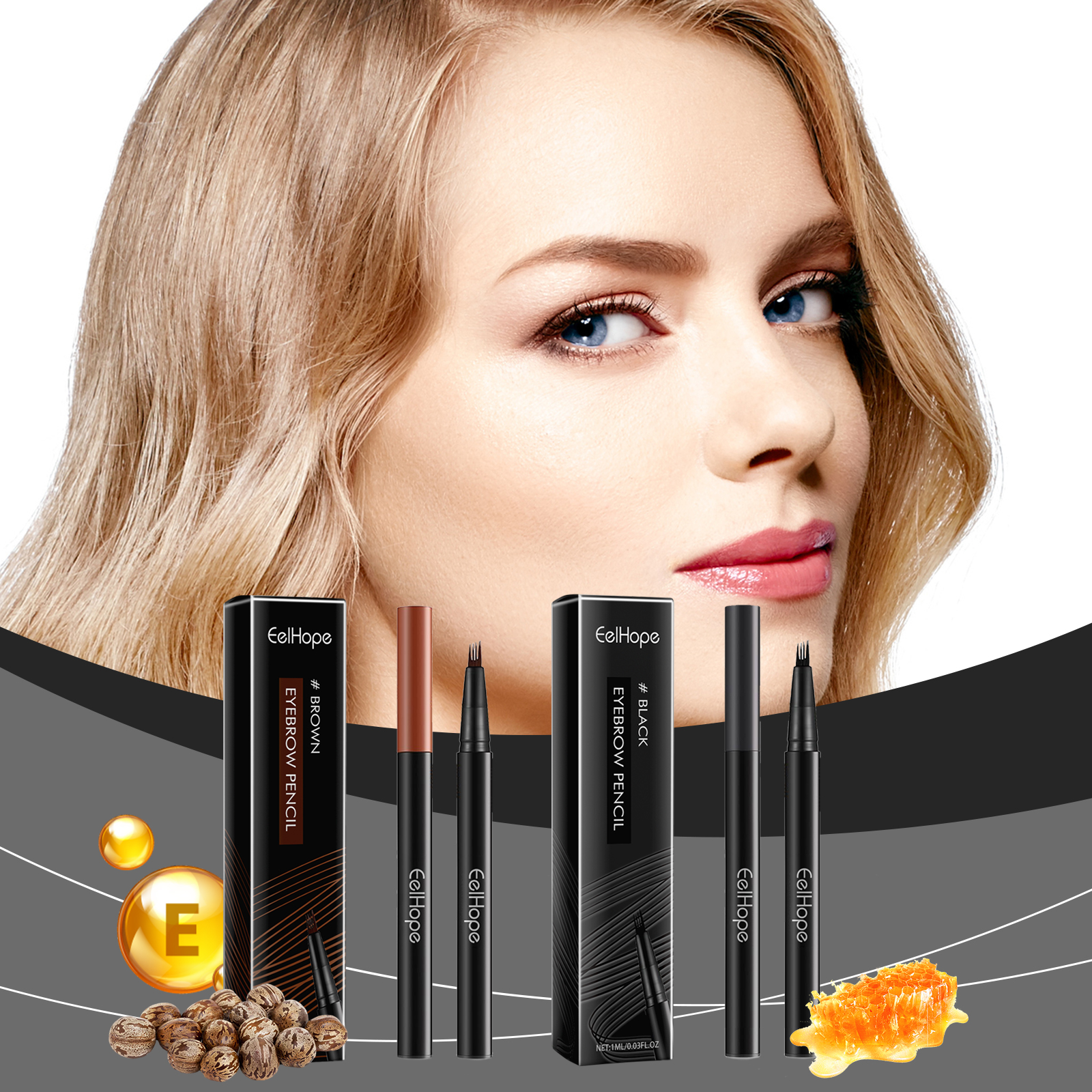 EELHOPE four-claw eyebrow pencil wild eyebrow modification eyebrow shape exquisite easy to use no smudge natural shaping eyebrow pencil-CLEJOY