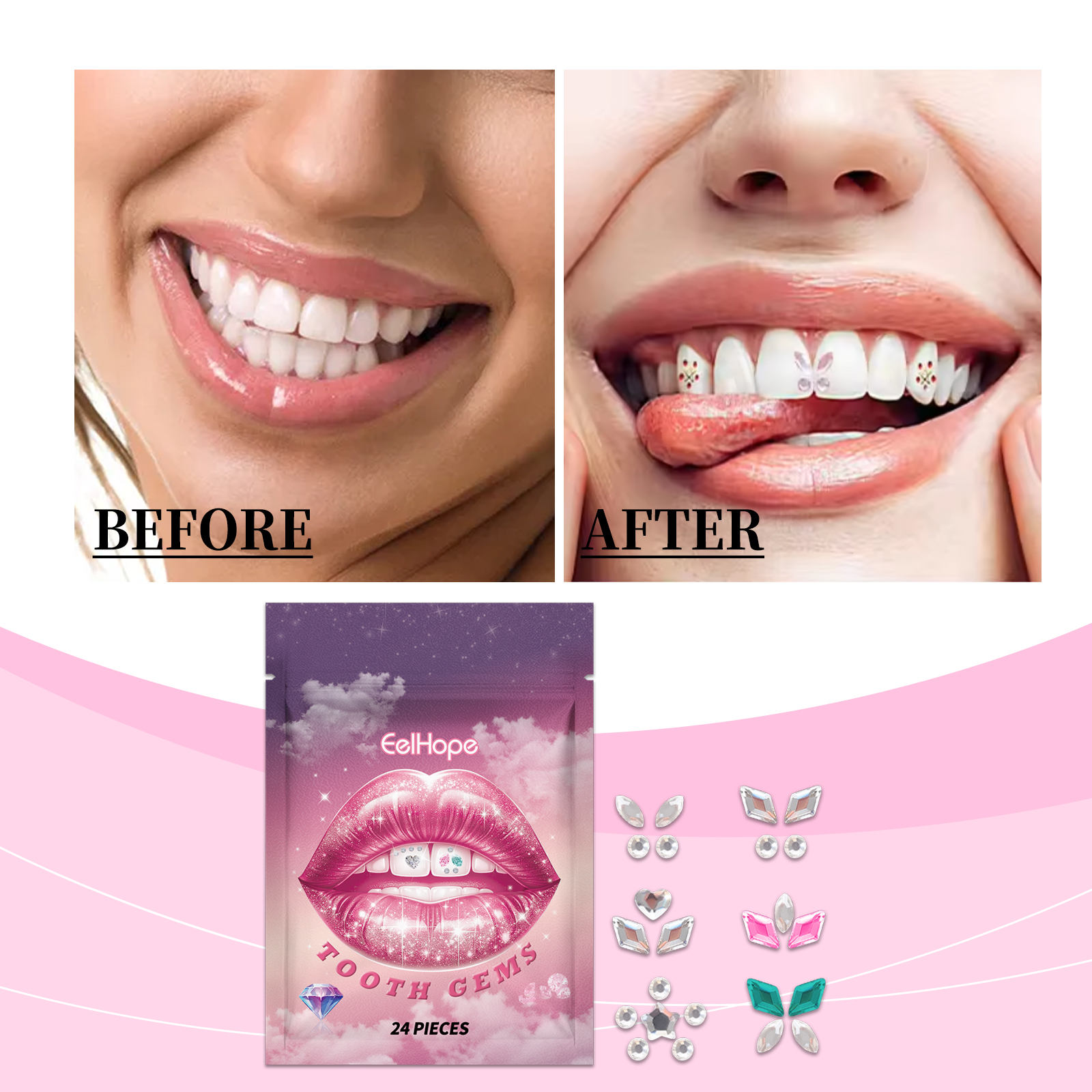 Eelhope Crystal Dental Drill Brightens Smile Brightness Lasting and Easy to Use Suitable for Teeth Type Whitening Teeth Strips-CLEJOY