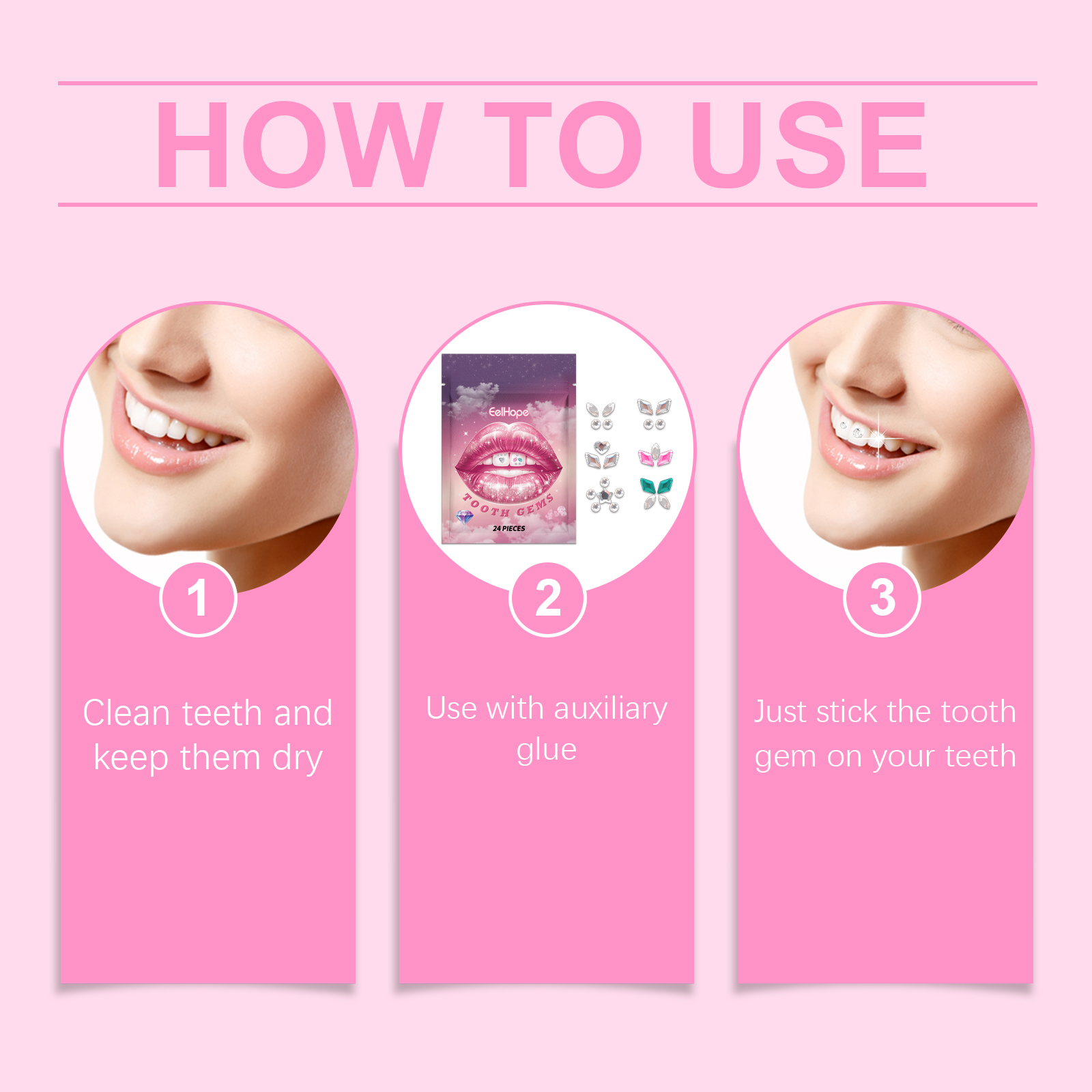 Eelhope Crystal Dental Drill Brightens Smile Brightness Lasting and Easy to Use Suitable for Teeth Type Whitening Teeth Strips-CLEJOY