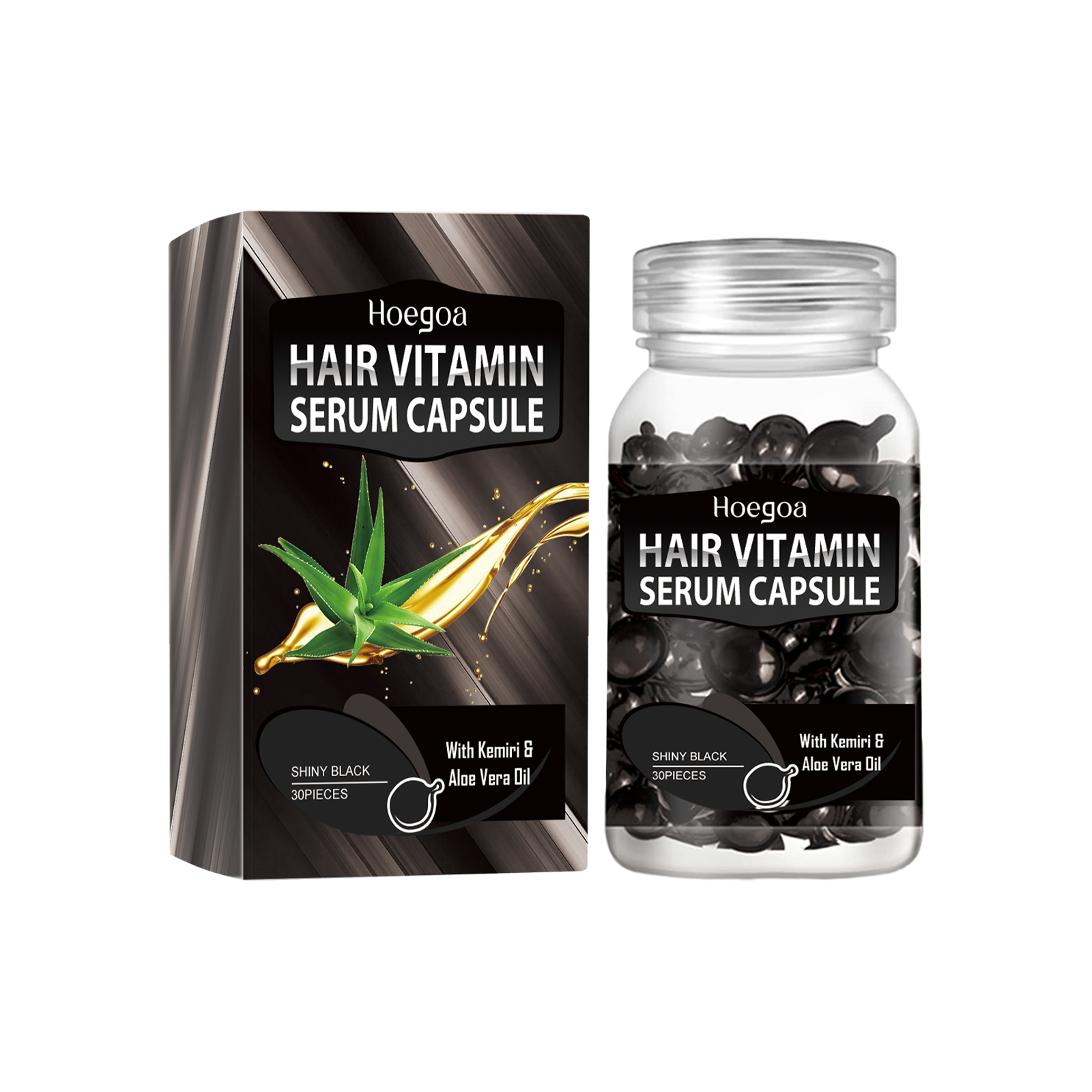 Hoegoa Hair Oil Treatment Black Capsules Repairs dry, frizzy hair, strengthens and softens hair