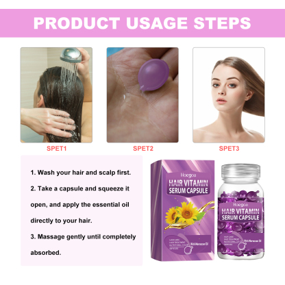 Hoegoa Purple Hair Oil Capsules for Dry, Tangled, and Dandruff-Relief Hair