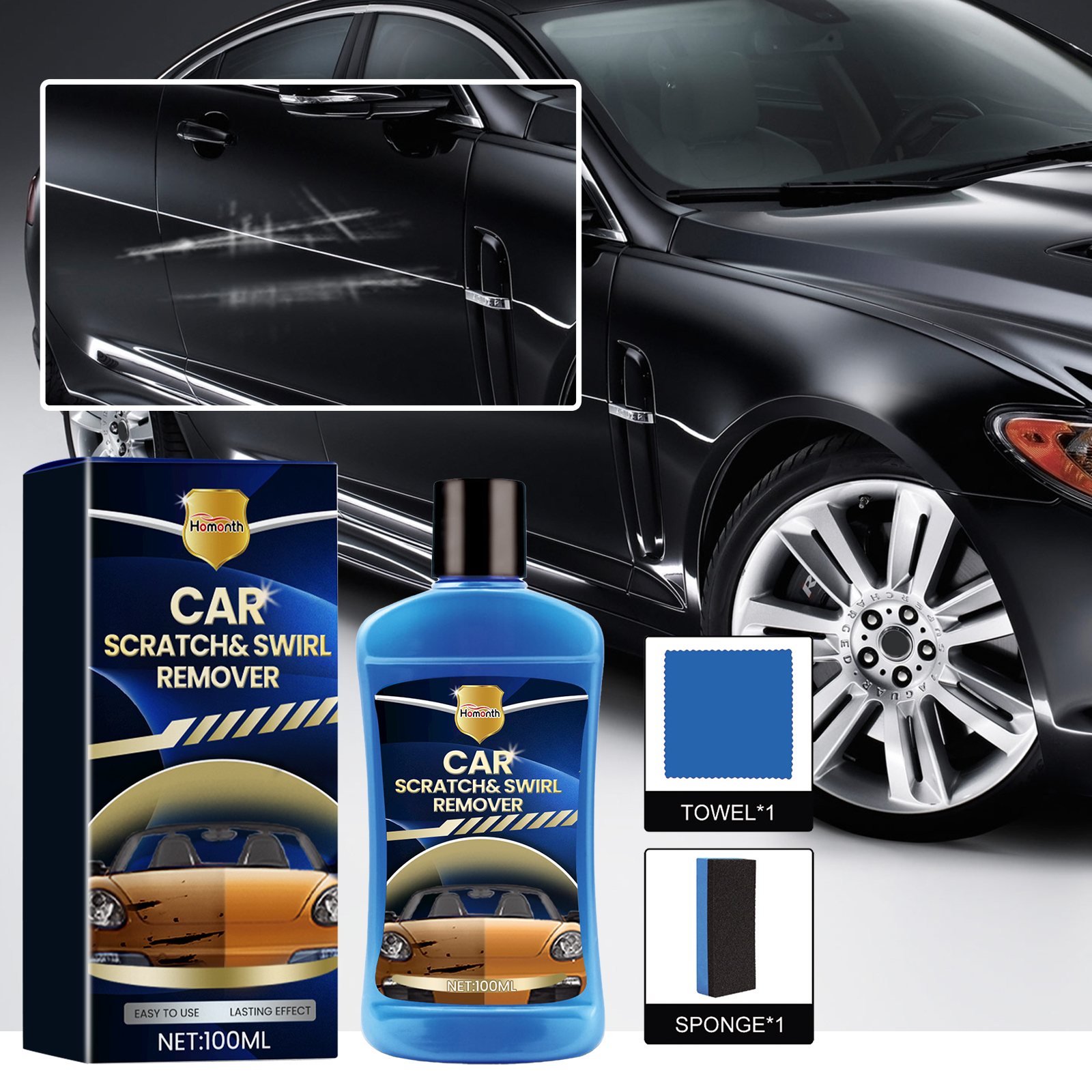 Homonth car scratch wax car paint scratch repair cleaning polishing renovation maintenance kit