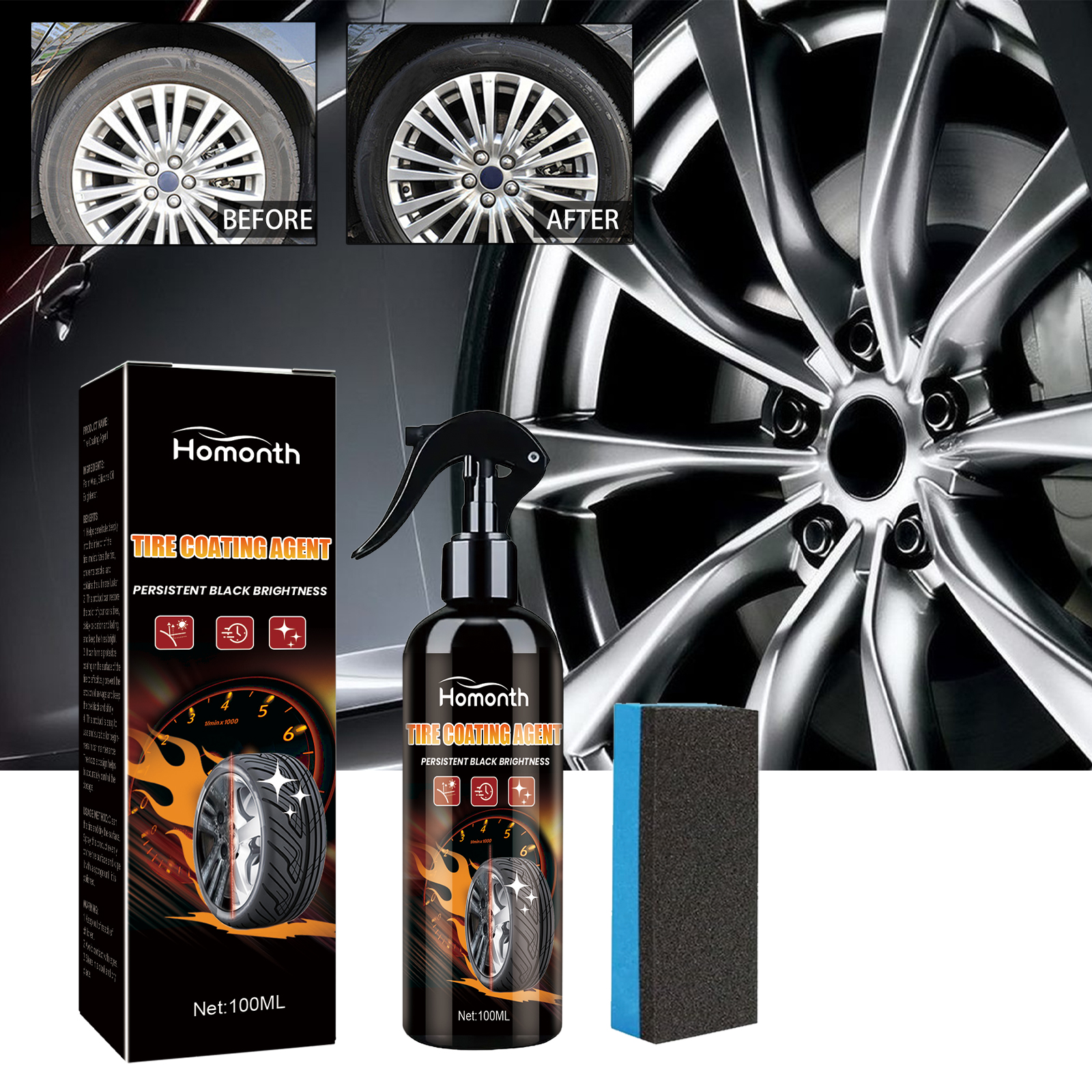 Homonth car coating agent car tire steel rim brightening polish durable maintenance decontamination cleaning brightener-CLEJOY