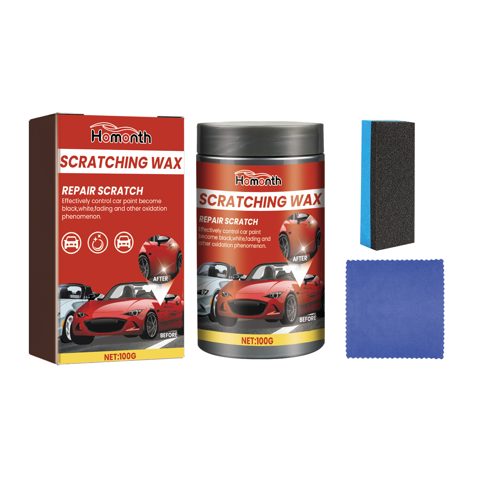 Homonth car paint scratch remover car paint scratch repair cleaning cloth scratch maintenance agent