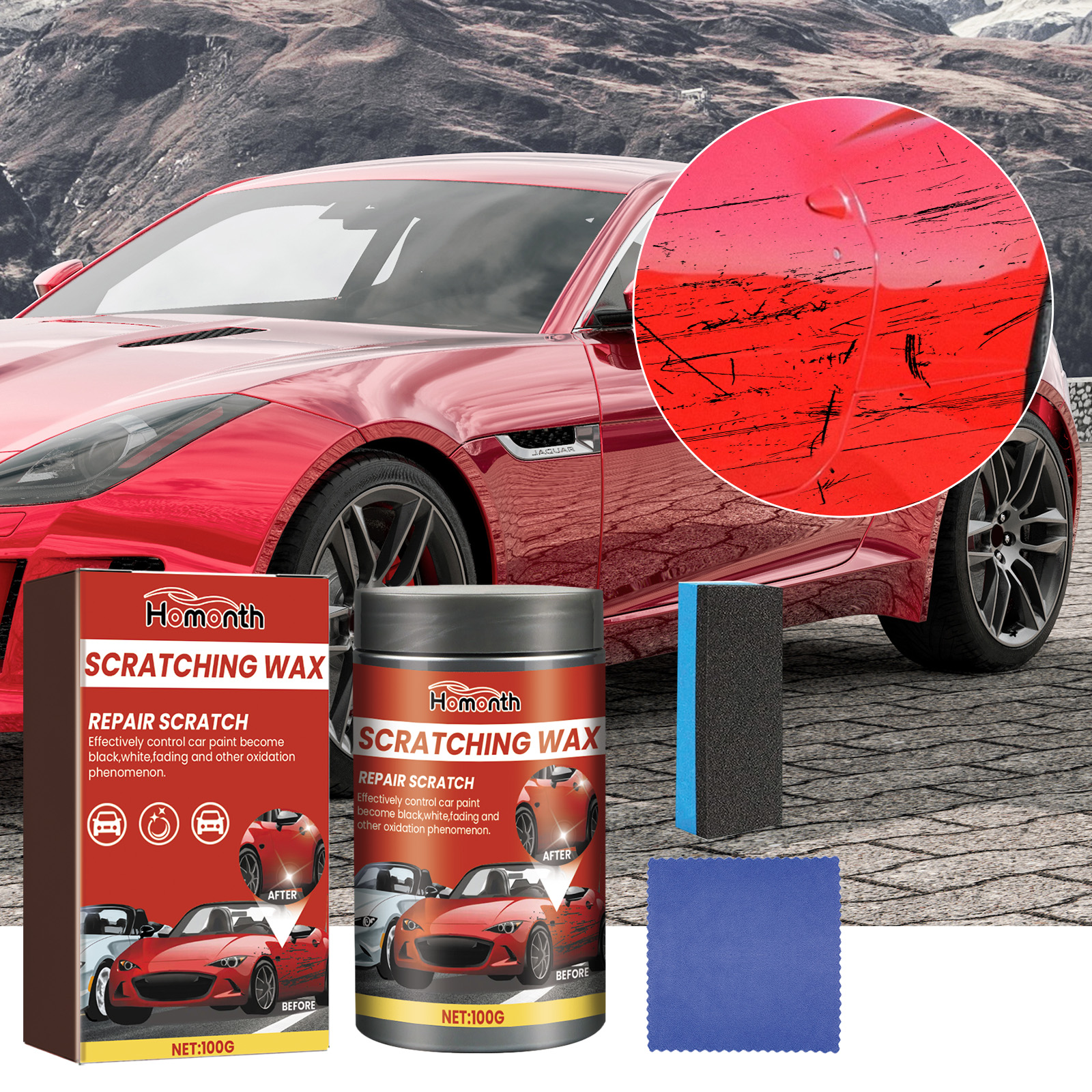 Homonth car paint scratch remover car paint scratch repair cleaning cloth scratch maintenance agent
