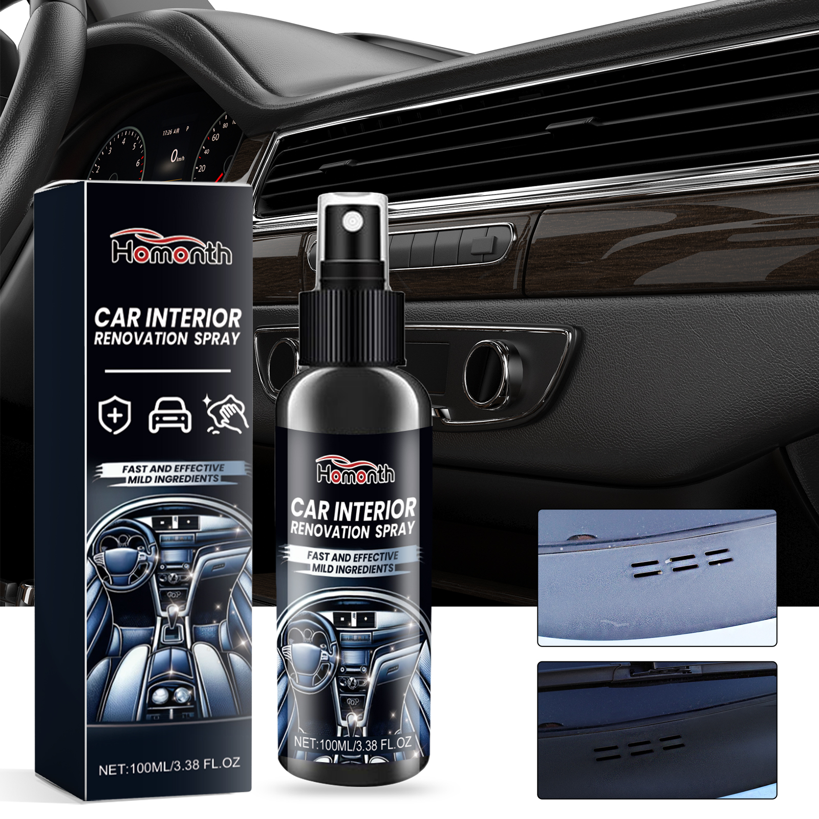 Homonth car interior renovation spray seat interior dashboard cleaning decontamination maintenance renovation care agent-CLEJOY