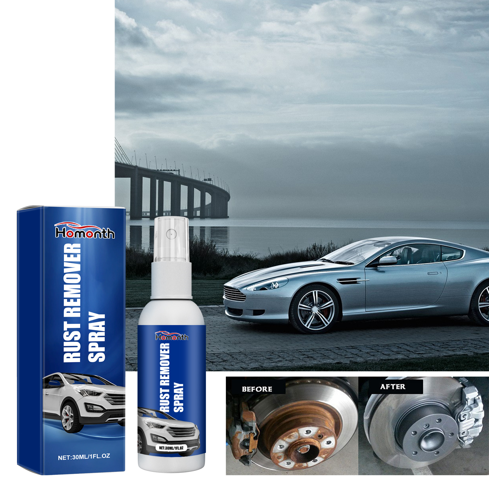 Homonth instant rust removal spray car wheel refurbishment rust removal paint polishing cleaning decontamination spray-CLEJOY
