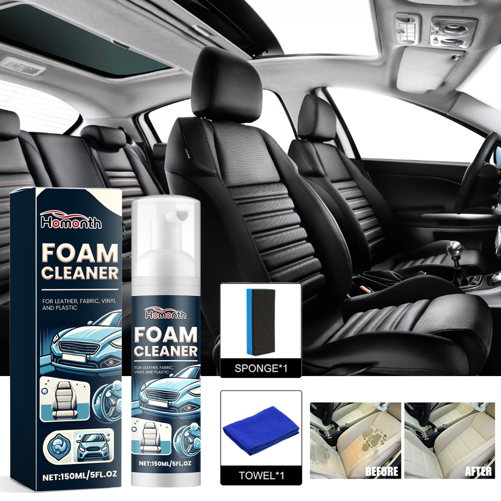 Homonth multi-purpose car interior foam cleaner car interior seat cleaning decontamination bright refurbishment-CLEJOY