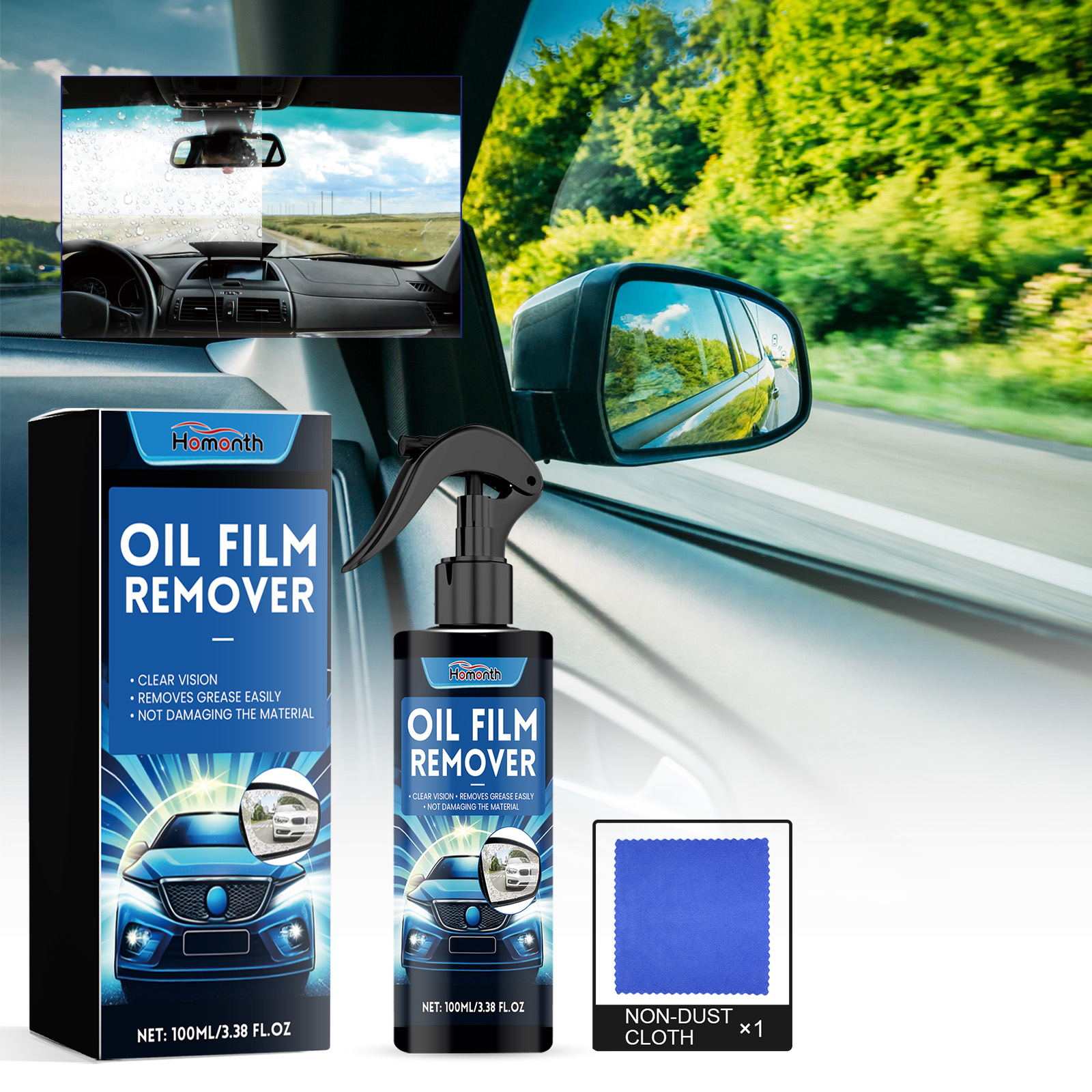 Homonth windshield oil film cleaner car windshield dust stain oil film cleaning liquid