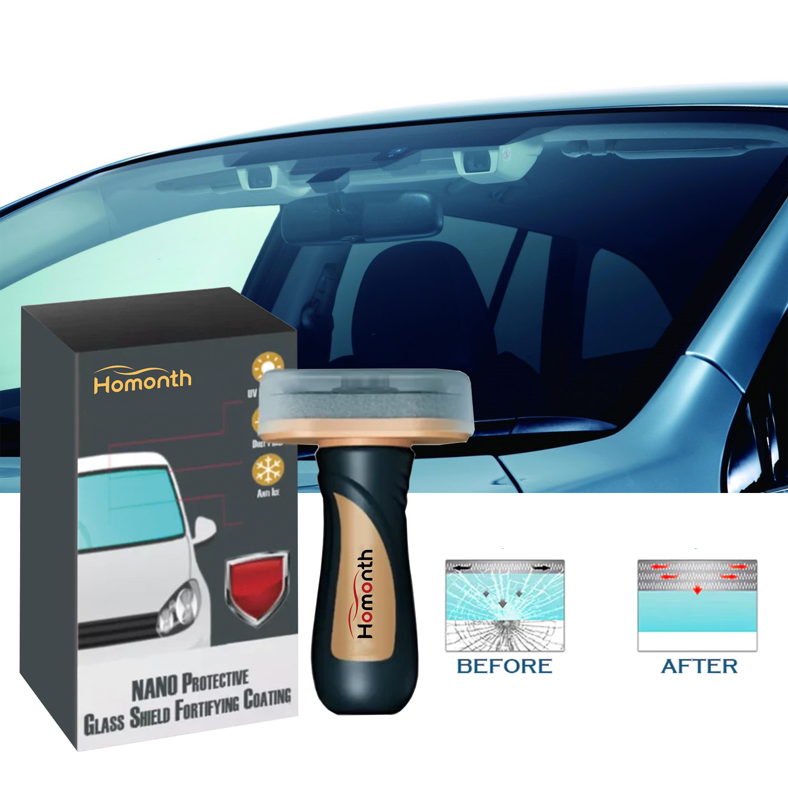 Homonth Nano Protective Glass Shield Strengthening Coating Car Rainproof, Dustproof and UV-Proof Glass Coating-CLEJOY
