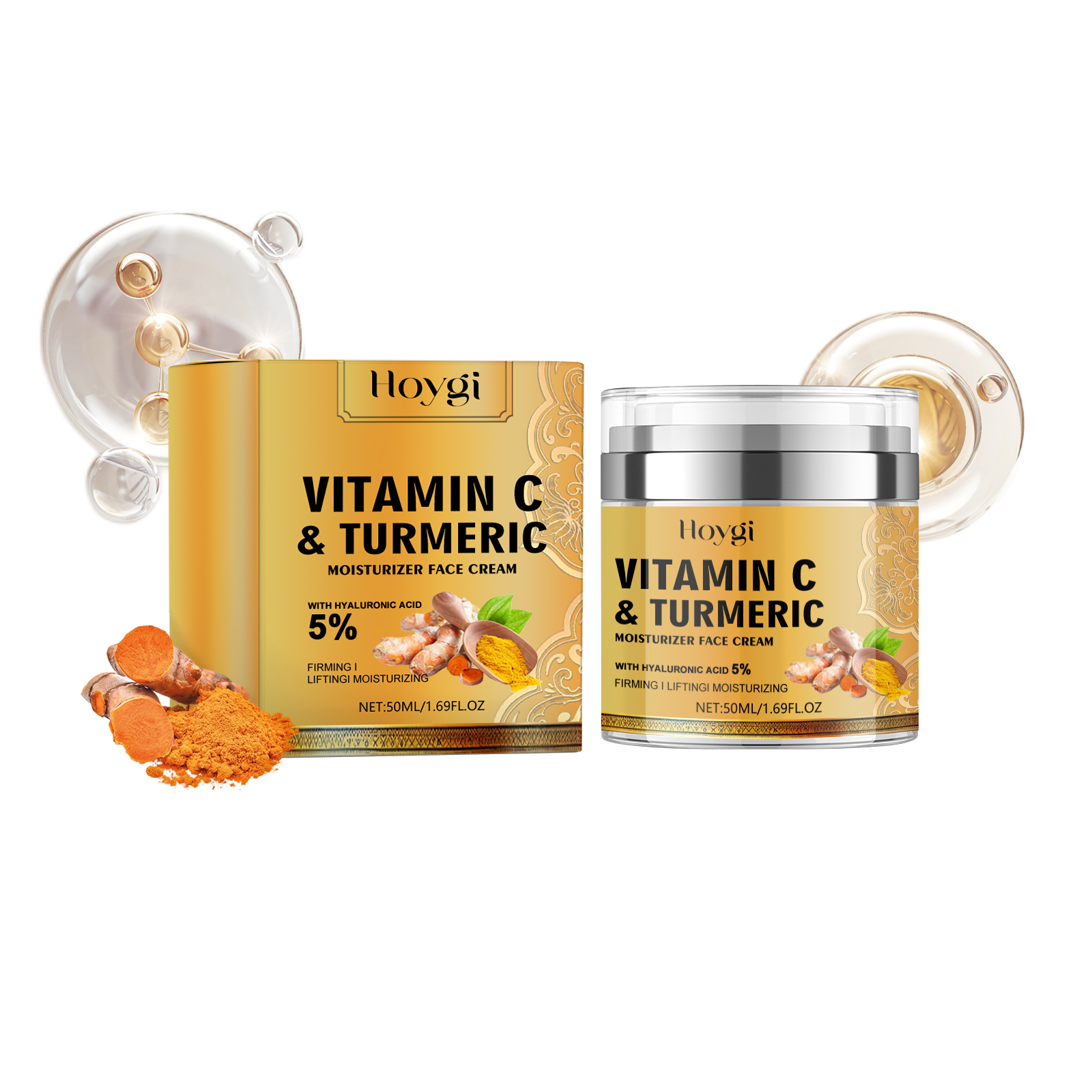 Hoygi Turmeric Collagen Cream Lightens Fine Lines, Brightens Skin, Firms and Whitens Facial Skin, Anti-Wrinkle Cream-CLEJOY
