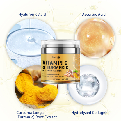 Hoygi Turmeric Collagen Cream Lightens Fine Lines, Brightens Skin, Firms and Whitens Facial Skin, Anti-Wrinkle Cream-CLEJOY