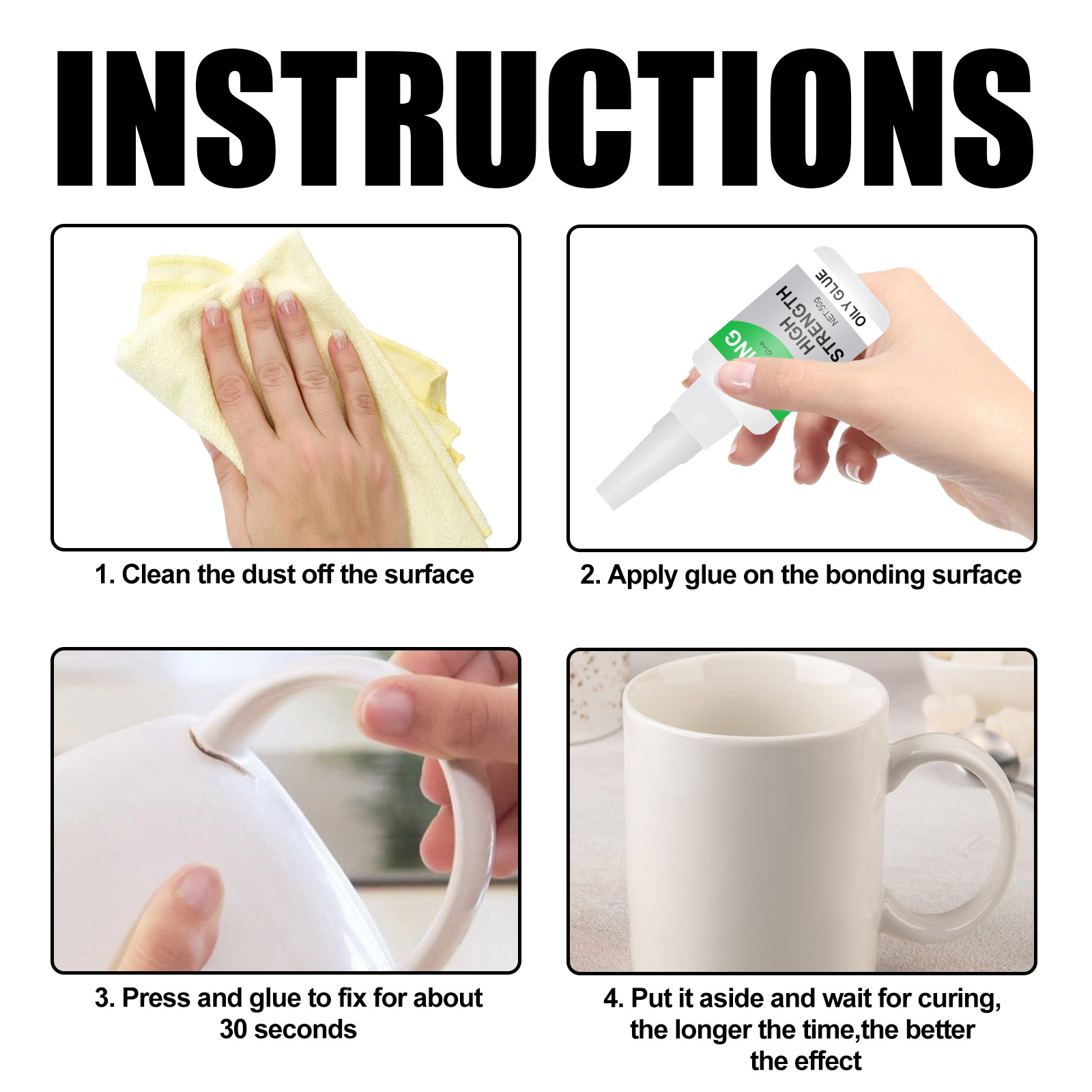 Jue-Fish Multifunctional Ceramic Waterproof Transparent Glue (30g) Quick-drying Glue for Glass and Wood-CLEJOY