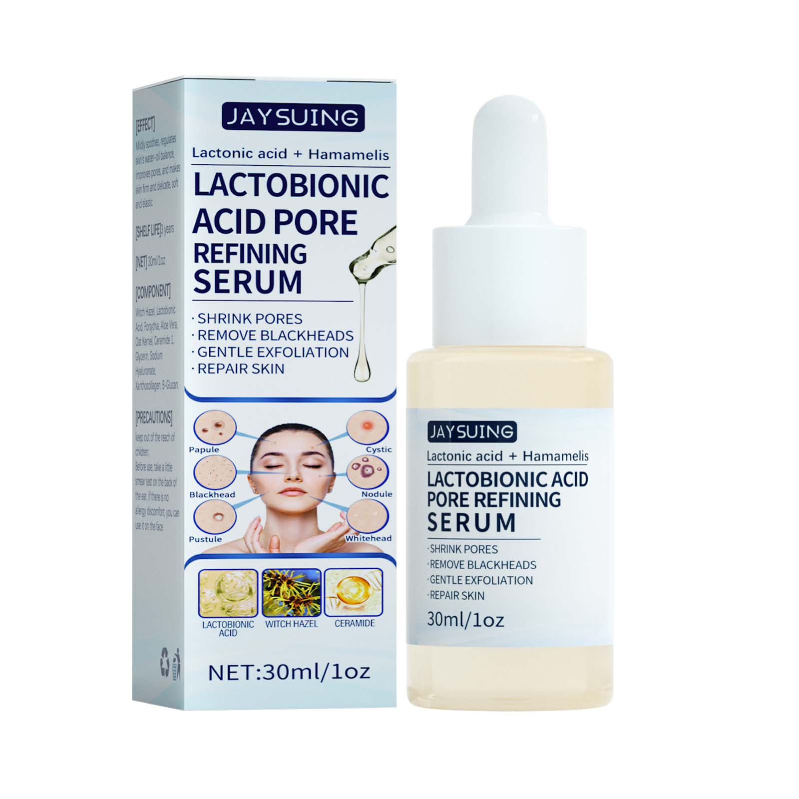 Jaysuing Lactobionic Acid Extract Exfoliates, Removes Blackheads, Tightens Pores, Cleanses, Moisturizes Skin-CLEJOY