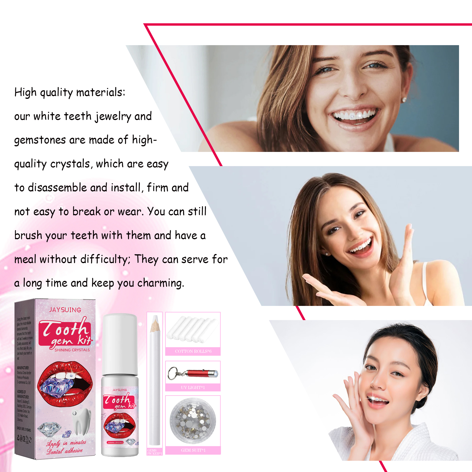 Jaysuing Tooth Gem Kit: Professional shine and bond fix for a radiant tooth finish.