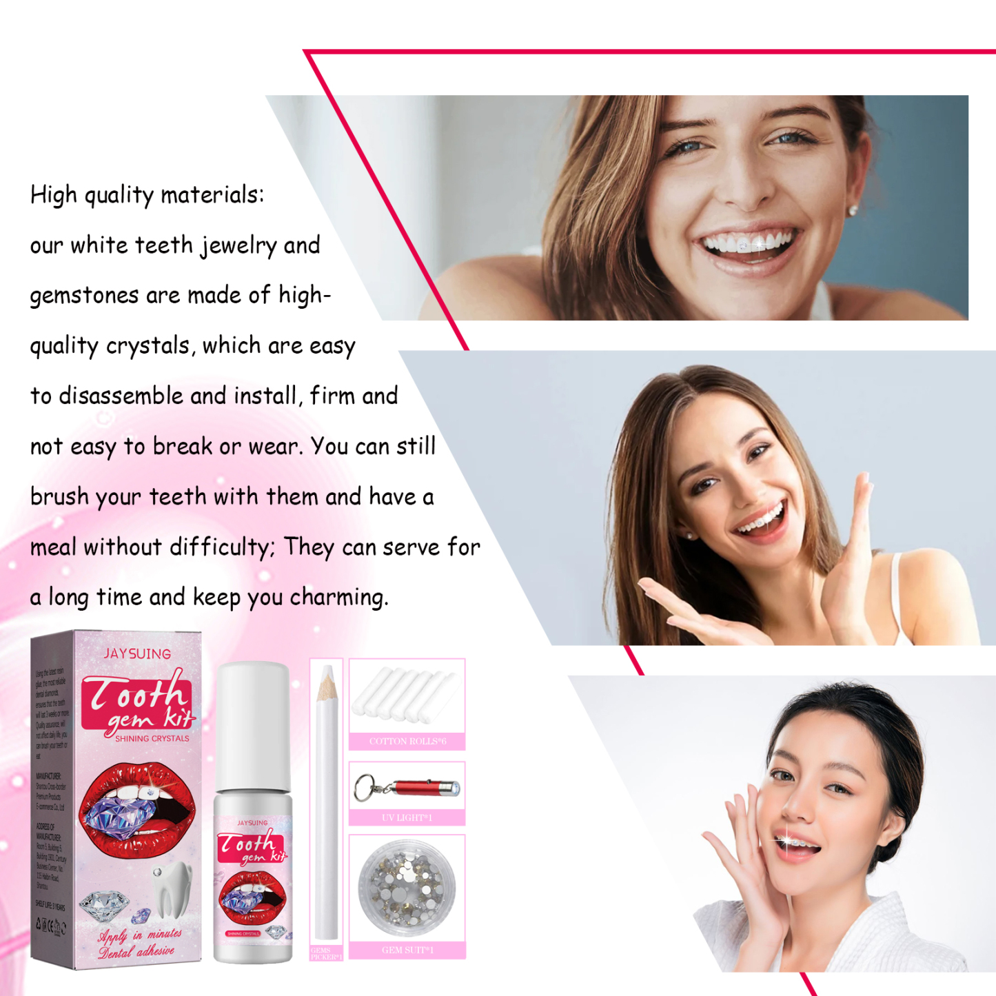 Jaysuing Tooth Gem Kit: Professional shine and bond fix for a radiant tooth finish.