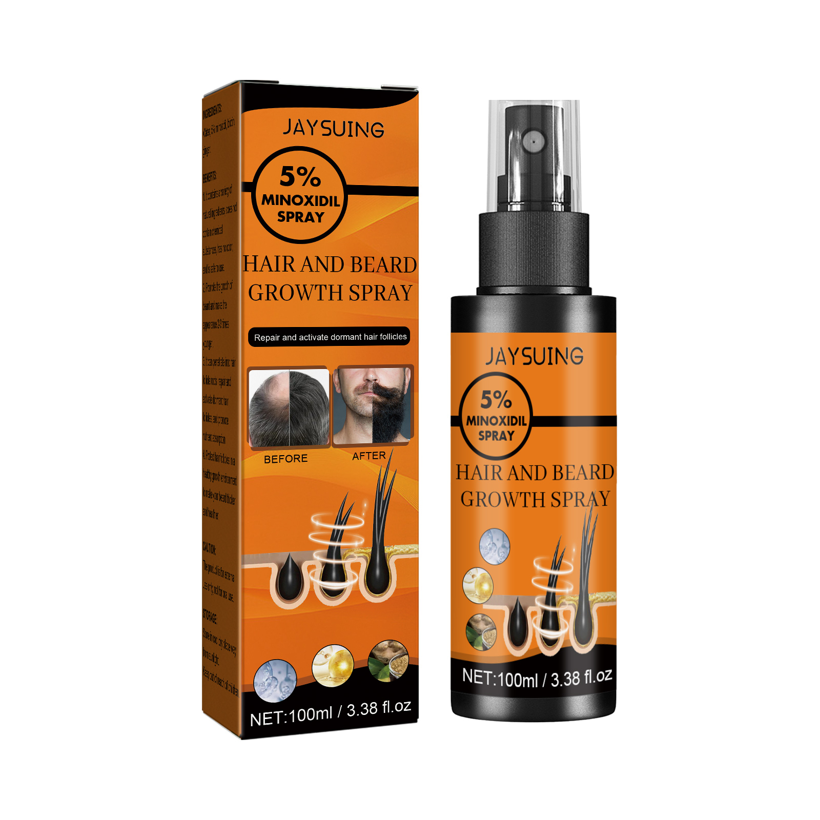 Jaysuing Hair Care Spray Men's Hair and Beard Nourishing Moisturizing Care Solution Strengthening Hair Spray-CLEJOY