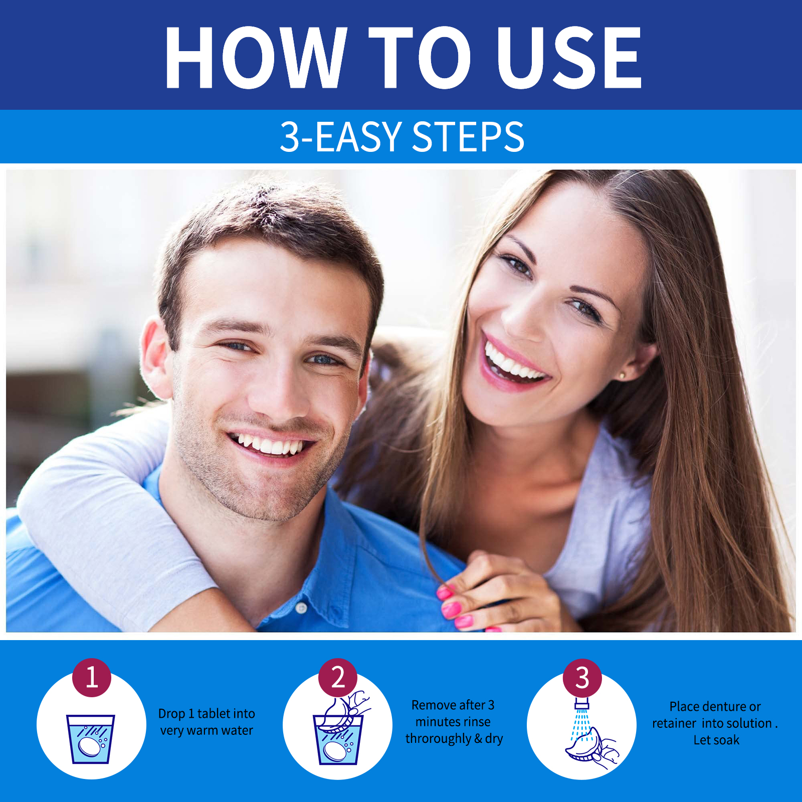 Jaysuing Denture Cleansing Tablets Whitening Dentures Fresh Breath Oral Care Cleansing Tablets