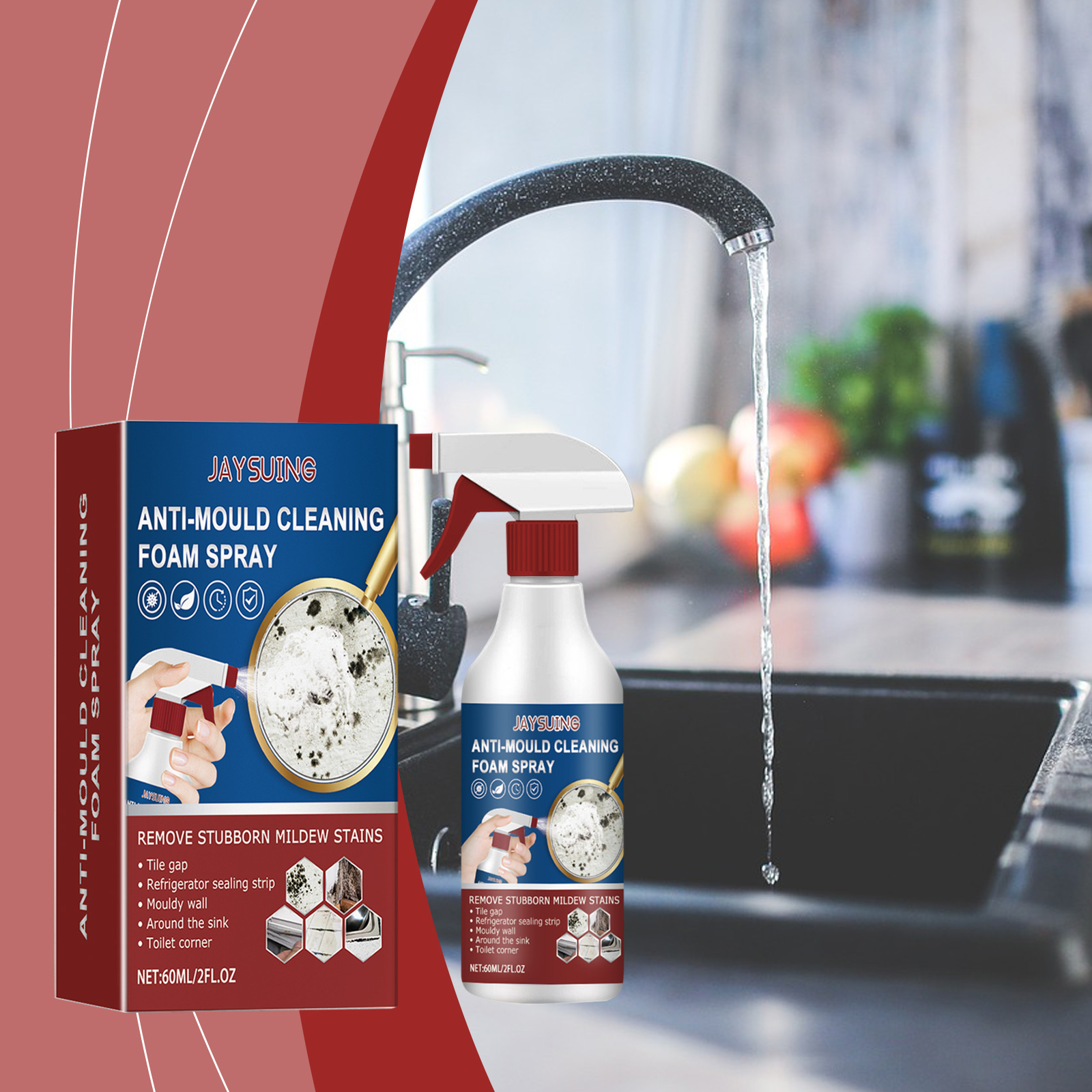 Jaysuing decontamination cleaning spray household wall tile seam wall kitchen and bathroom mildew stain cleaner-CLEJOY