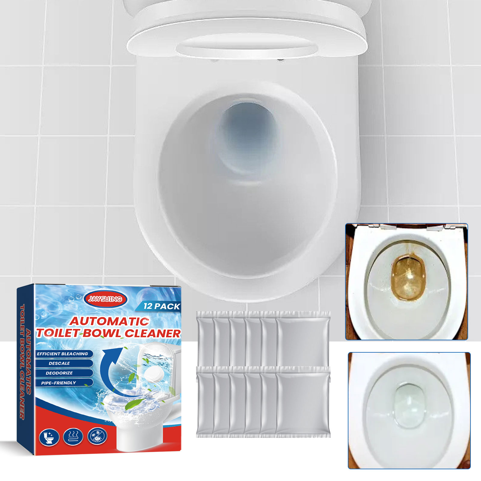 Jaysuing Toilet Cleaning Effervescent Tablets: Professional stain remover for a radiant finish.