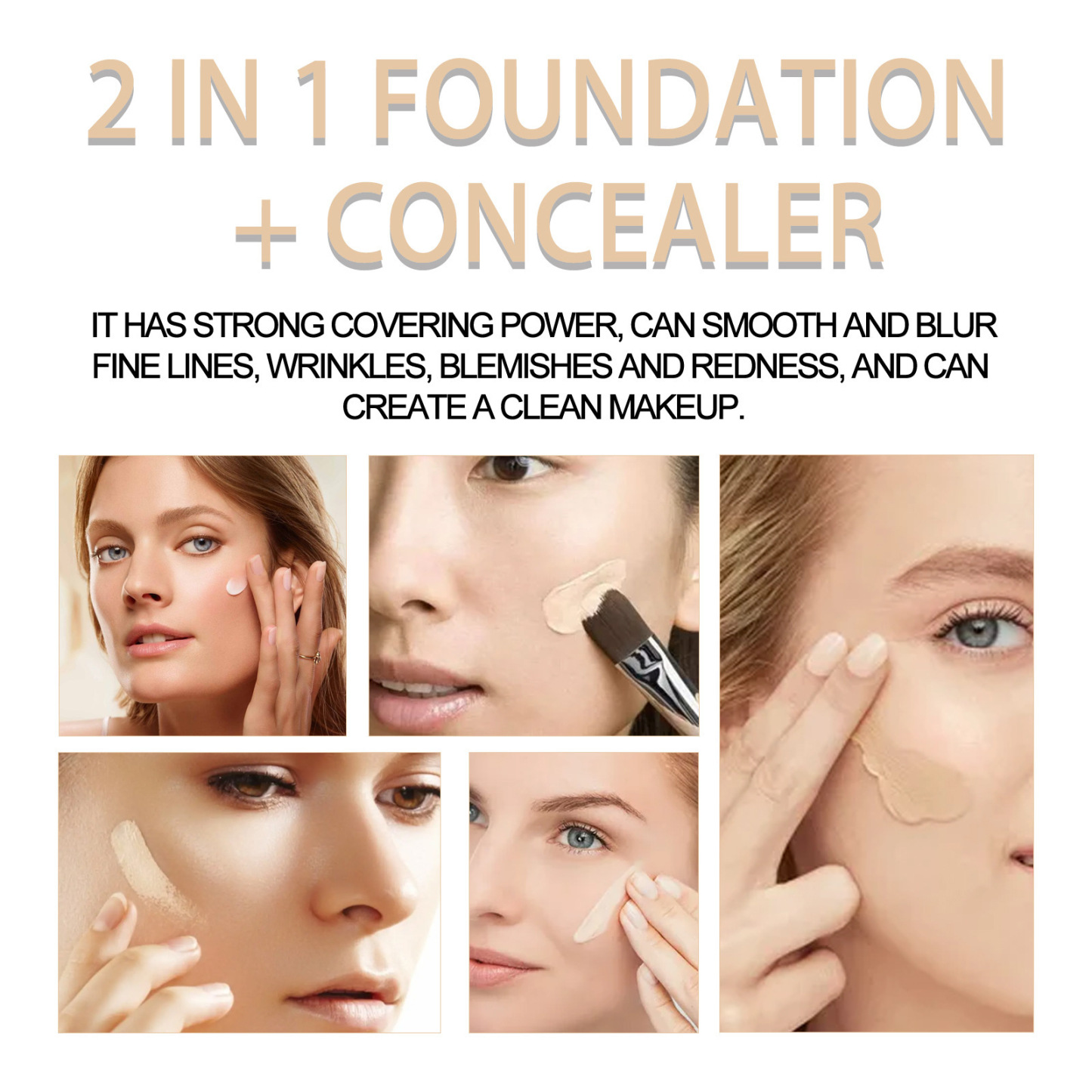Jaysuing Double-Ended Concealer - Natural Concealer for Blemishes and Acne Scars, Long-Lasting, Minimizes Pores-CLEJOY