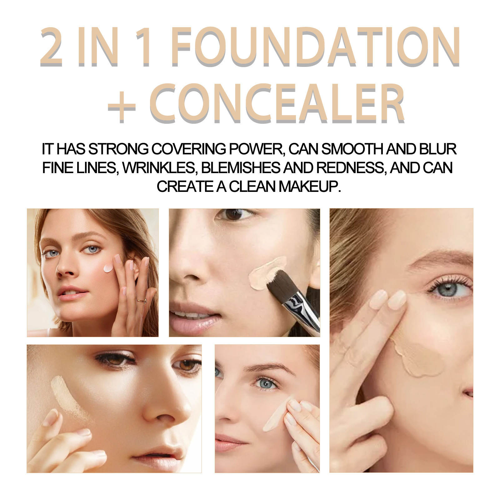 Jaysuing Double-Ended Concealer - Natural Concealer for Blemishes and Acne Scars, Long-Lasting, Minimizes Pores-CLEJOY