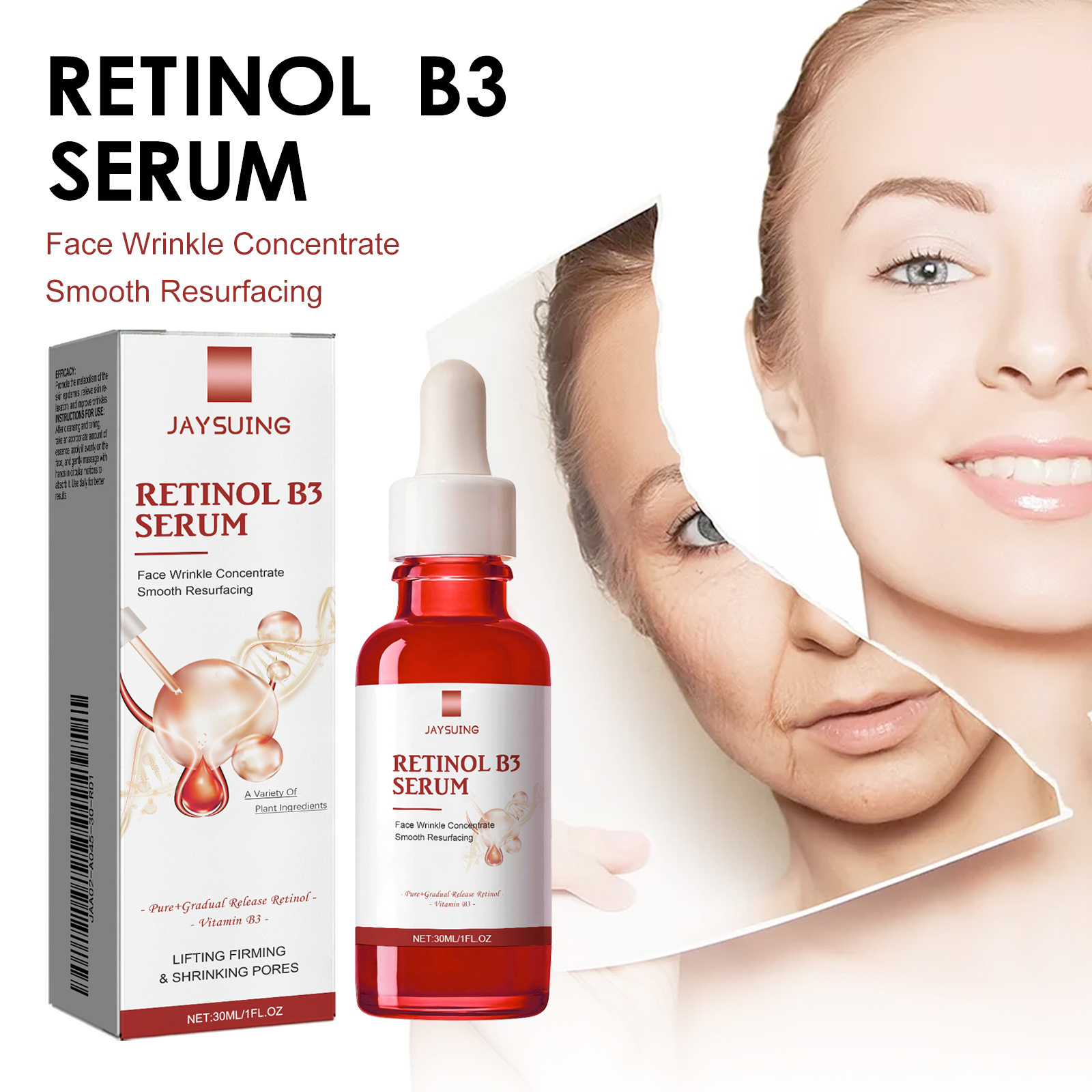 Jaysuing Retinol Face Serum - Line-lightening, firming, hydrating, anti-wrinkle serum