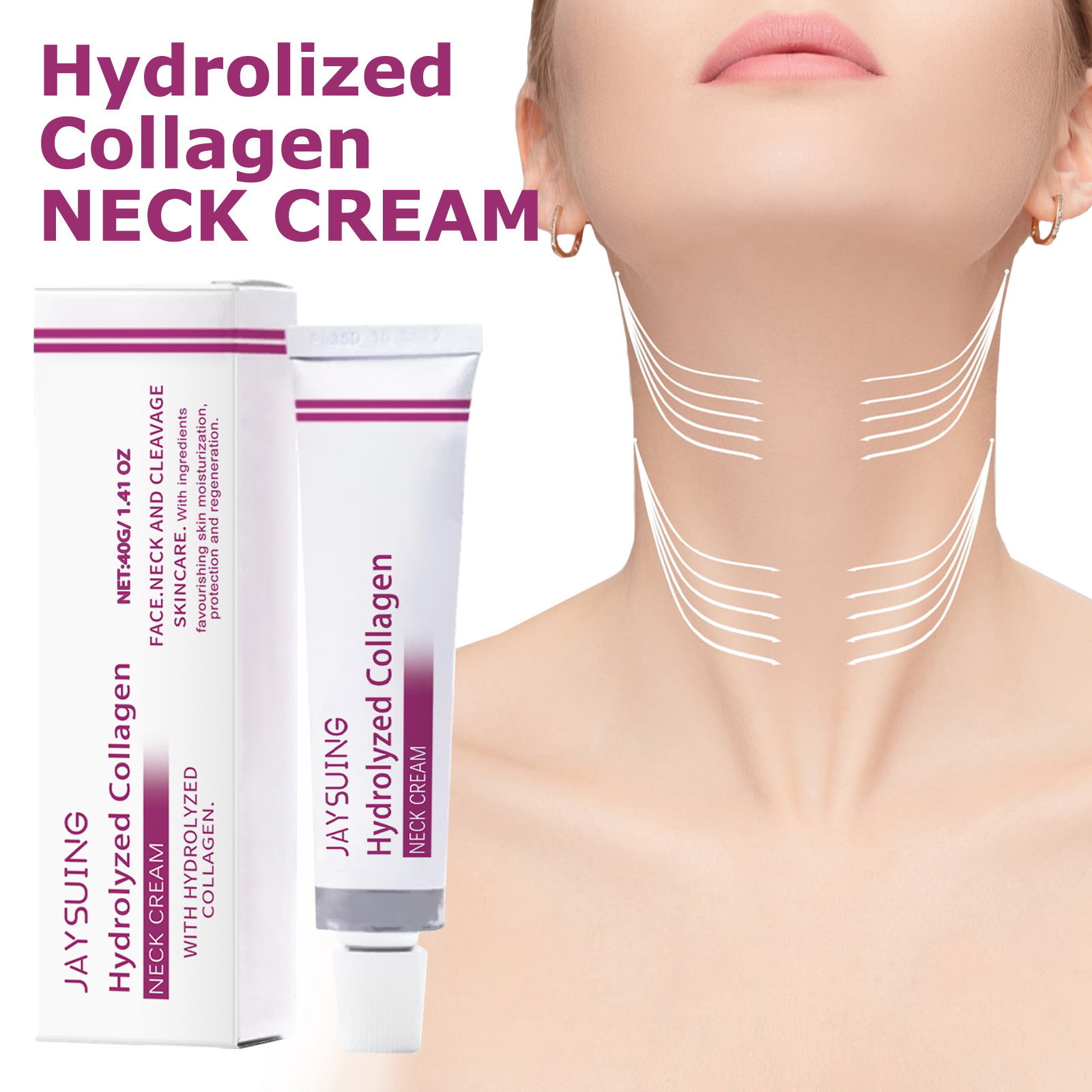 Jaysuing Hydrolyzed Collagen Neck Cream: Reduces wrinkles and creates a swan-shaped neck with a smooth, whitening, and beautifying effect-CLEJOY