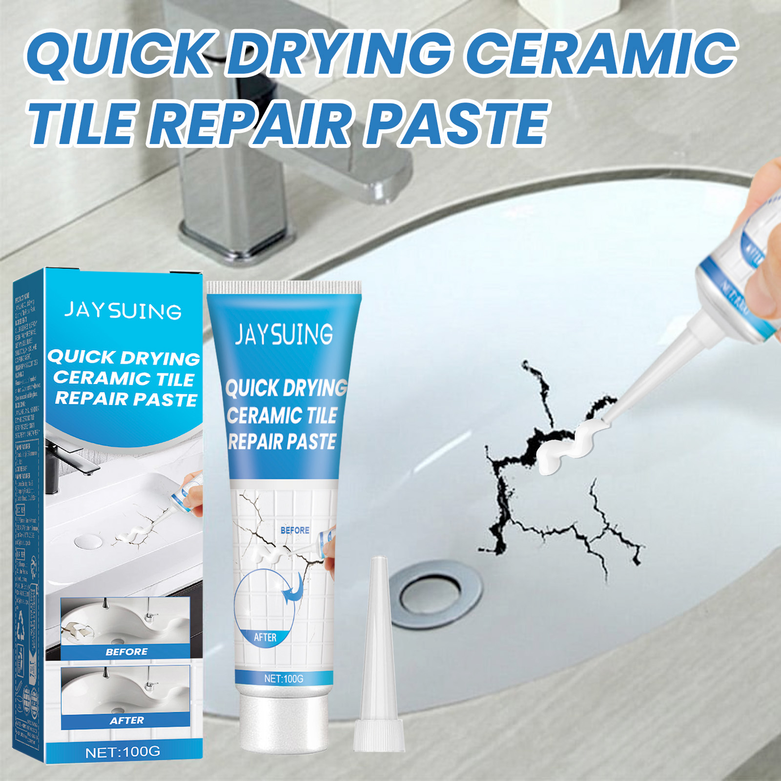 Jaysuing tile repair glue bathtub marble furniture floor tile toilet repair crack adhesive paste
