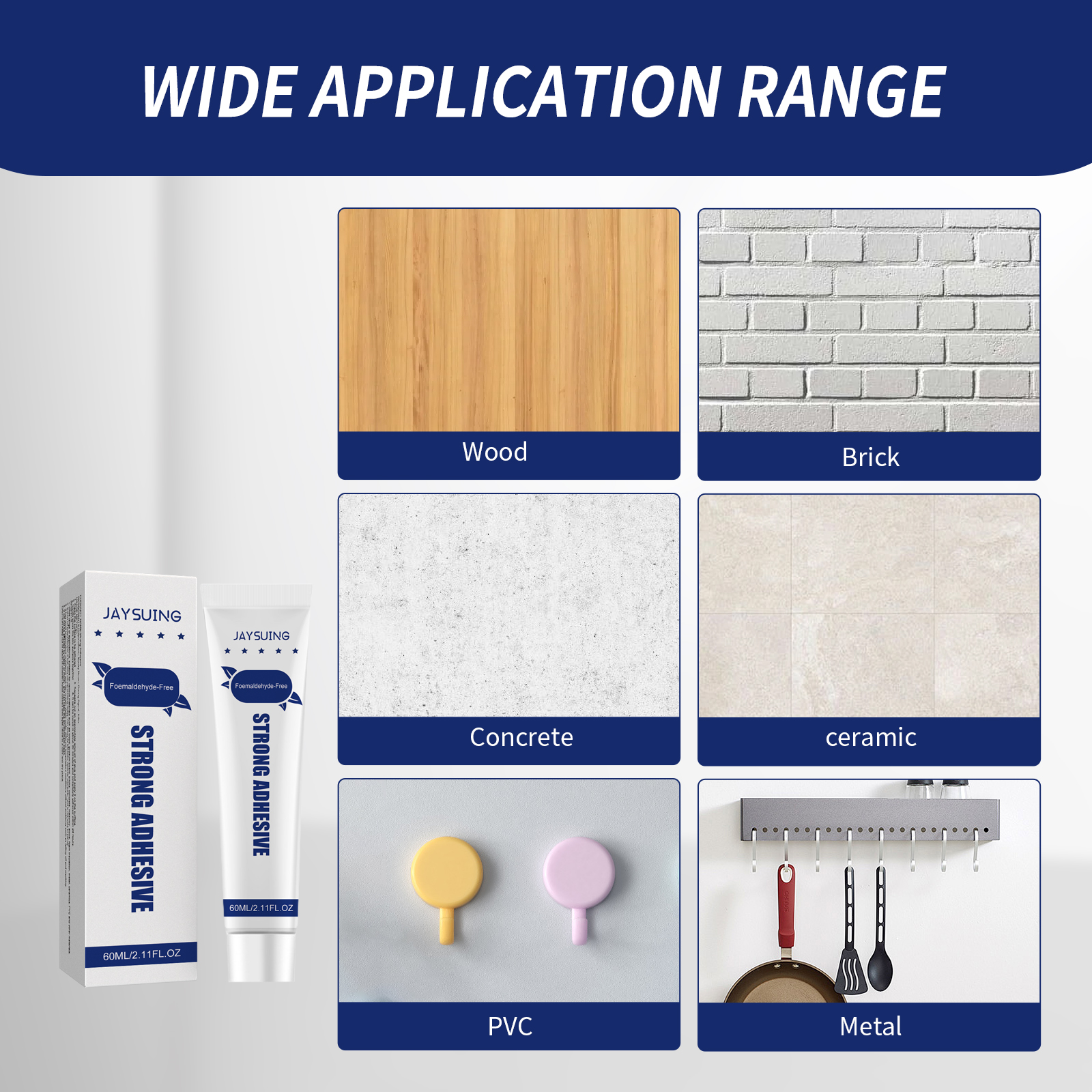 Jaysuing nail-free glue household hardware auxiliary glass glue shelf adhesive punch-free nail glue