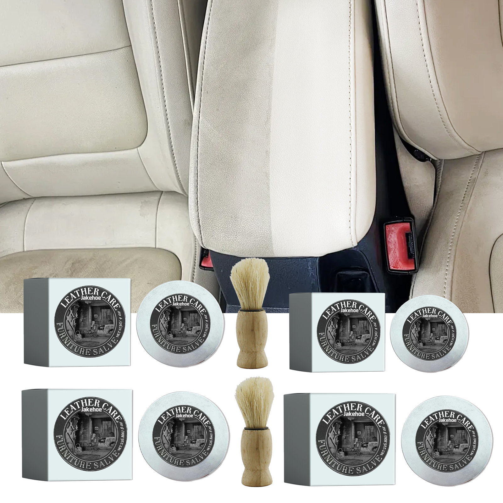 Jakehoe Furniture Leather Polish Brush Set: Cleaning, Refurbishing, and Maintenance Polish for Car Seats, Home Sofas, and Leather Shoes.-CLEJOY