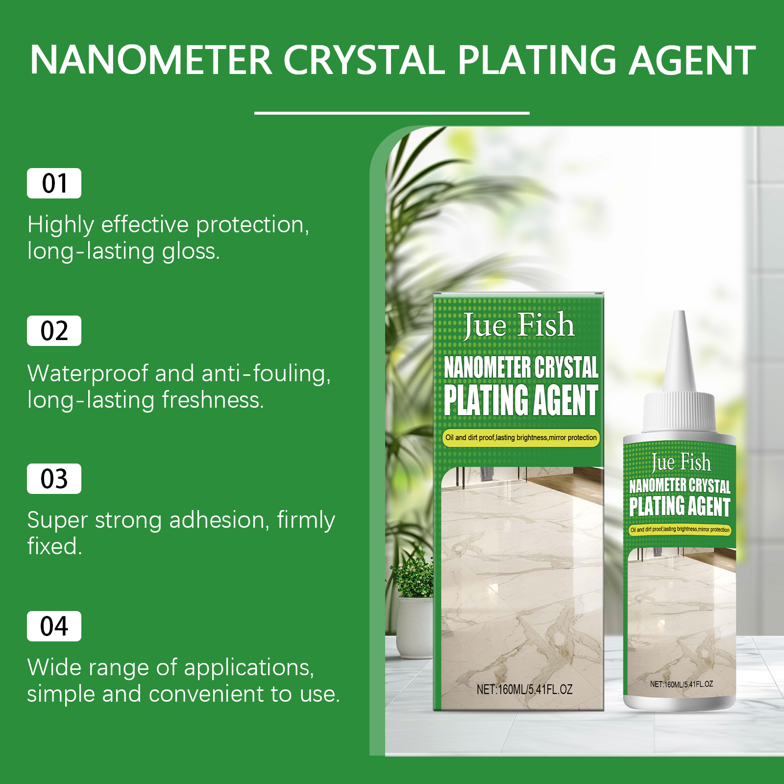 Jue-Fish Nano Crystal Plating Agent (160ml) Marble Polishing Nano Crystal Liquid Tile Scratch Repair Brightening Restoration