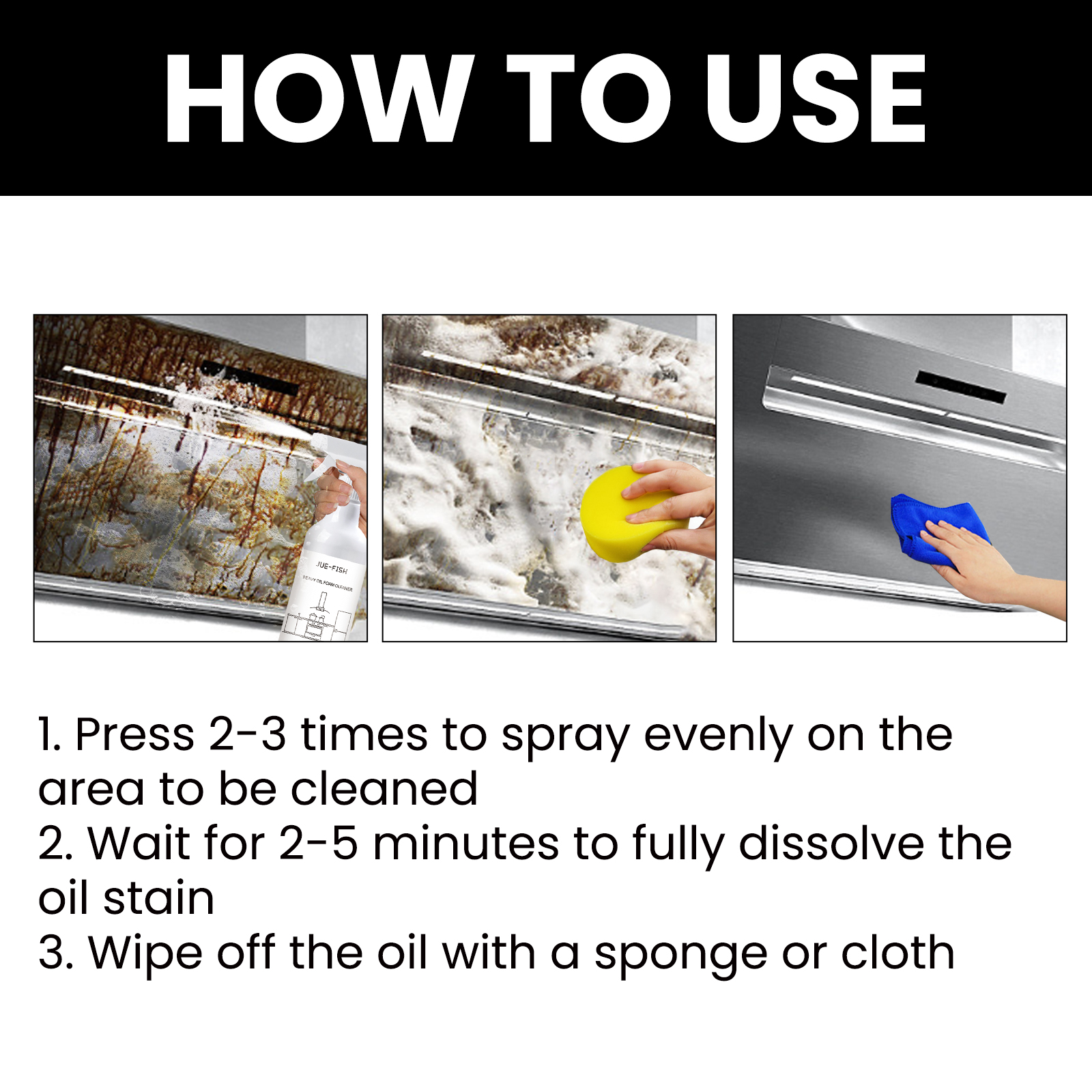 Jue-Fish heavy oil foam cleaner kitchen stove range hood wash basin grease removal cleaner