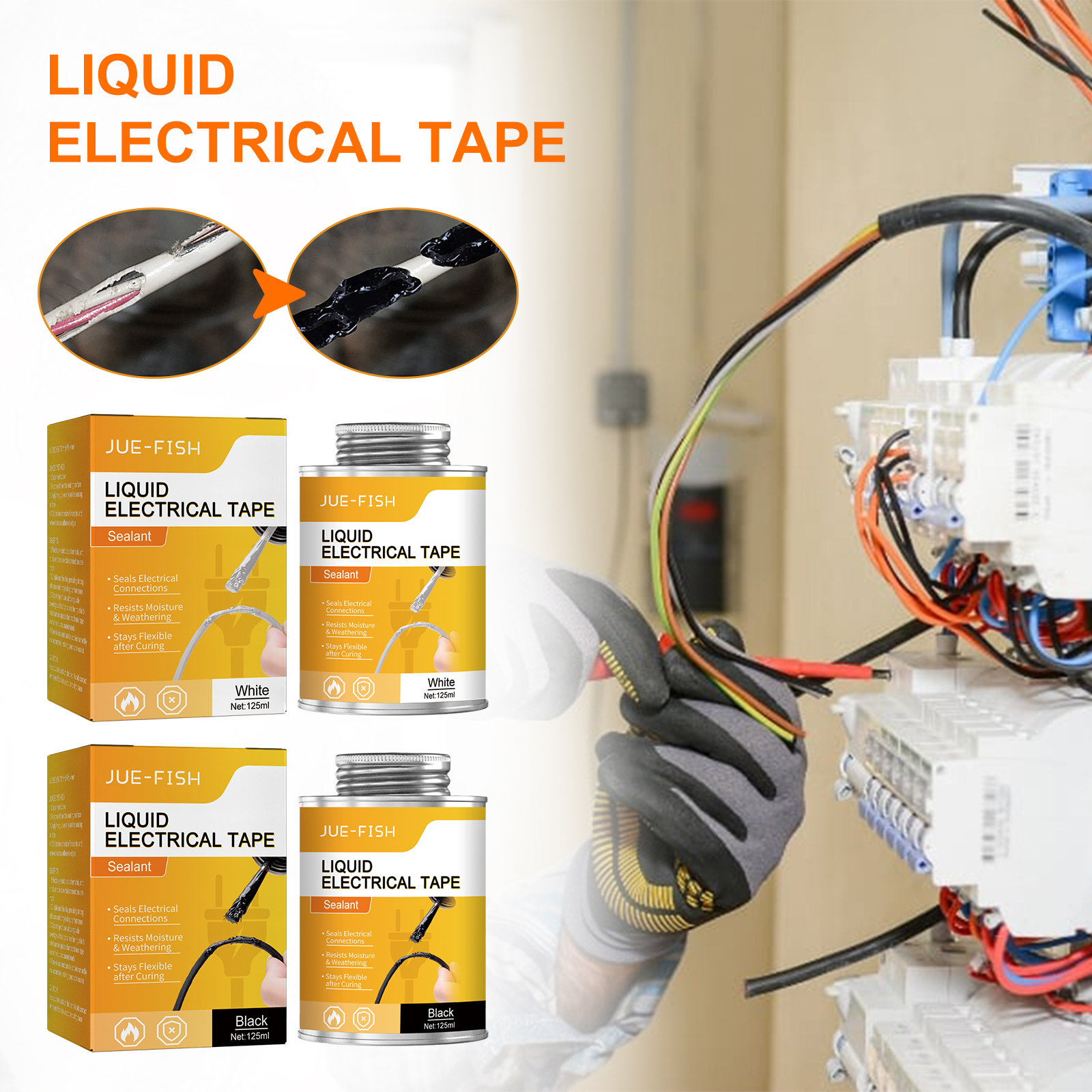 Jue-Fish Liquid Electrical Tape Waterproof alternative to heat shrinkable electrical tape Liquid insulation flame retardant tape-CLEJOY